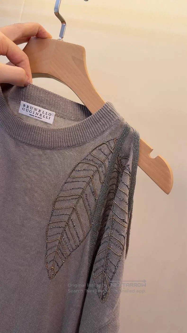 Brunello Cucinelli Brunello Cucinelli Beaded Linen Knit Top Size XS / US 0-2 / IT 36-38 - 3 Thumbnail