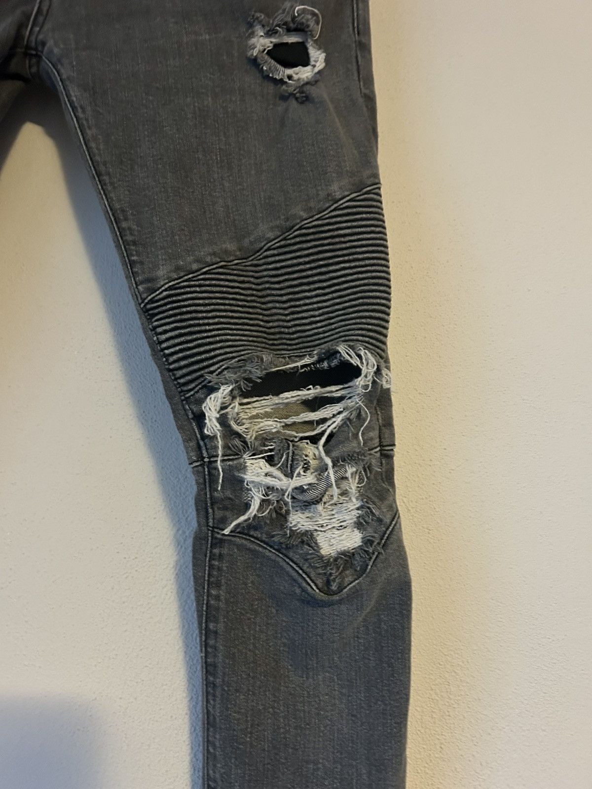 Balmain Balmain Grey Biker Jeans, Size 29 Size US 29 - 4 Thumbnail