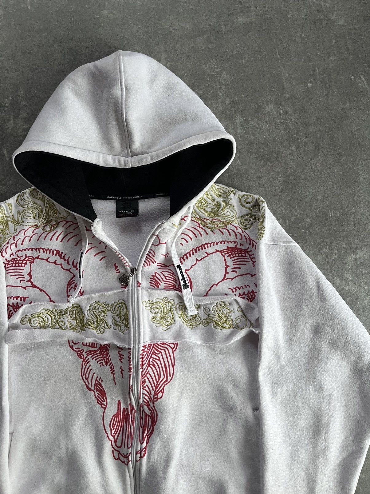 Makaveli Makaveli Big Skull Logo Embroidered Baggy Boxy Zip Hoodie XL Size US XL / EU 56 / 4 - 5 Thumbnail