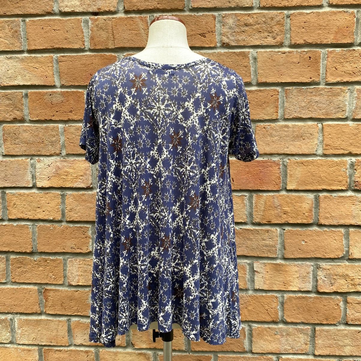Zucca Zucca Blue Short Sleeve Printed Flare Tunic Top Size M / US 6-8 / IT 42-44 - 13 Thumbnail