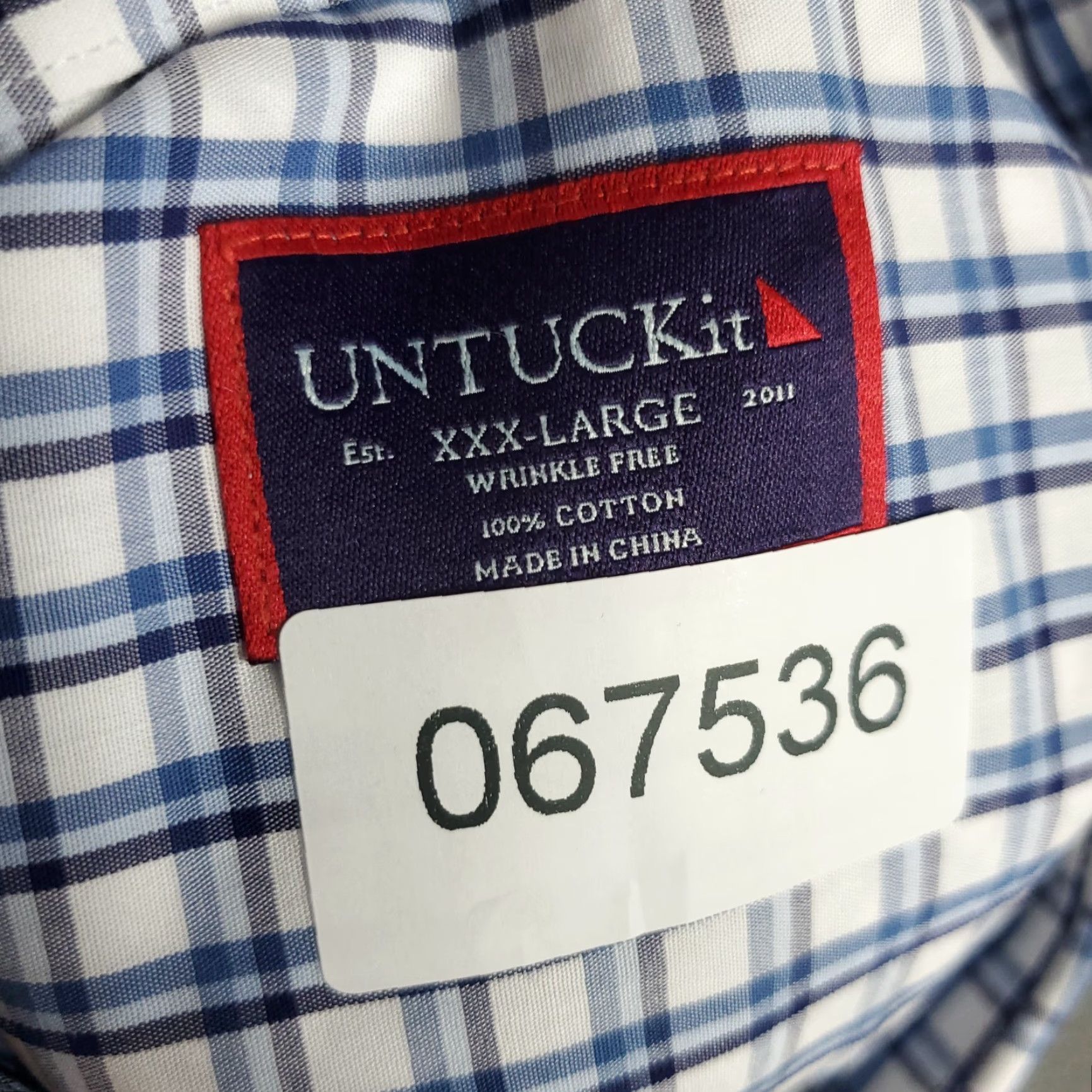 UNTUCKit UNTUCKit Shirt Mens 3XL Blue White Plaid Button Up Long Sleeve Shirt Size US XXL / EU 58 / 5 - 7 Thumbnail