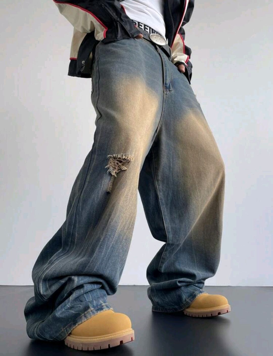Vintage Retro Y2K 90s Baggy Wide Leg Jeans Striking Fade Size US 31 - 7 Thumbnail