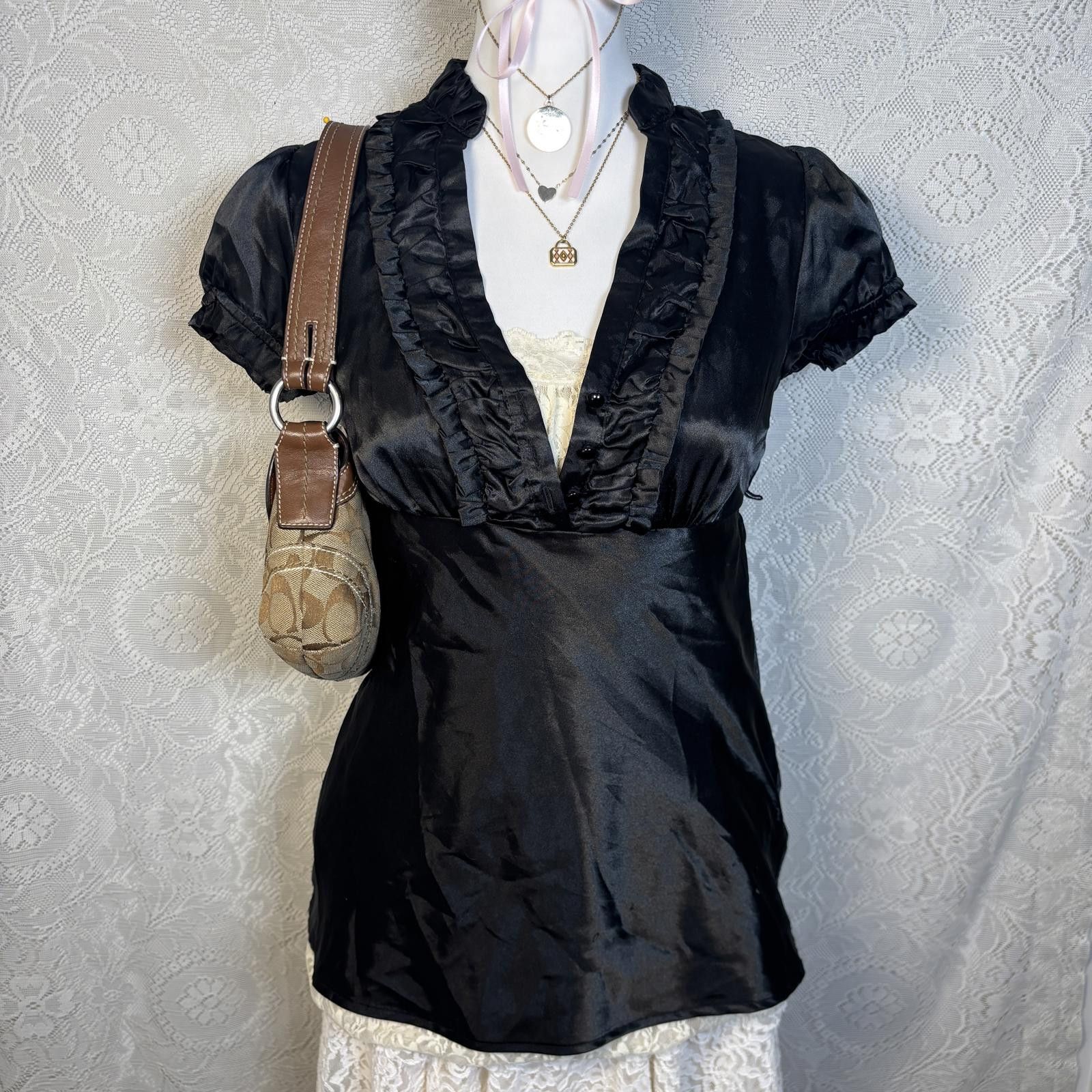 Other y2k office siren grunge ruffle blouse Size M / US 6-8 / IT 42-44 - 1 Thumbnail