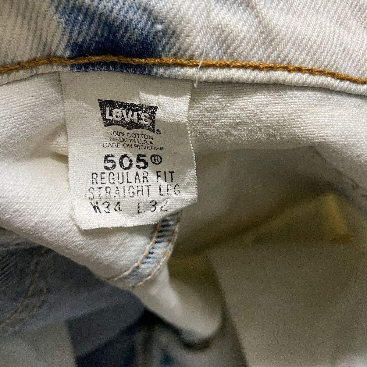 Levi's Vintage 90s Levis 505 Regular Fit Straight Leg Jeans Bleach Size US 33 - 18 Thumbnail