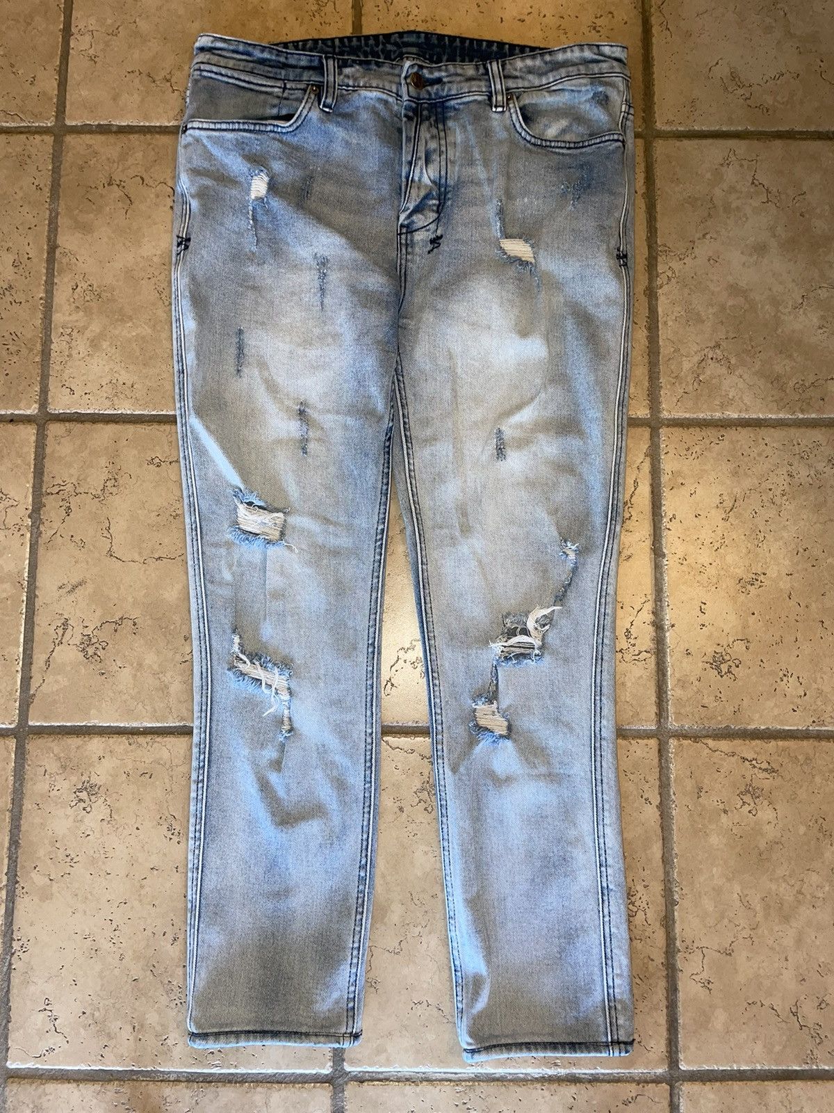 image of Ksubi Van Winkle Thrashed Distressed Denim in Blue, Men's (Size 36)