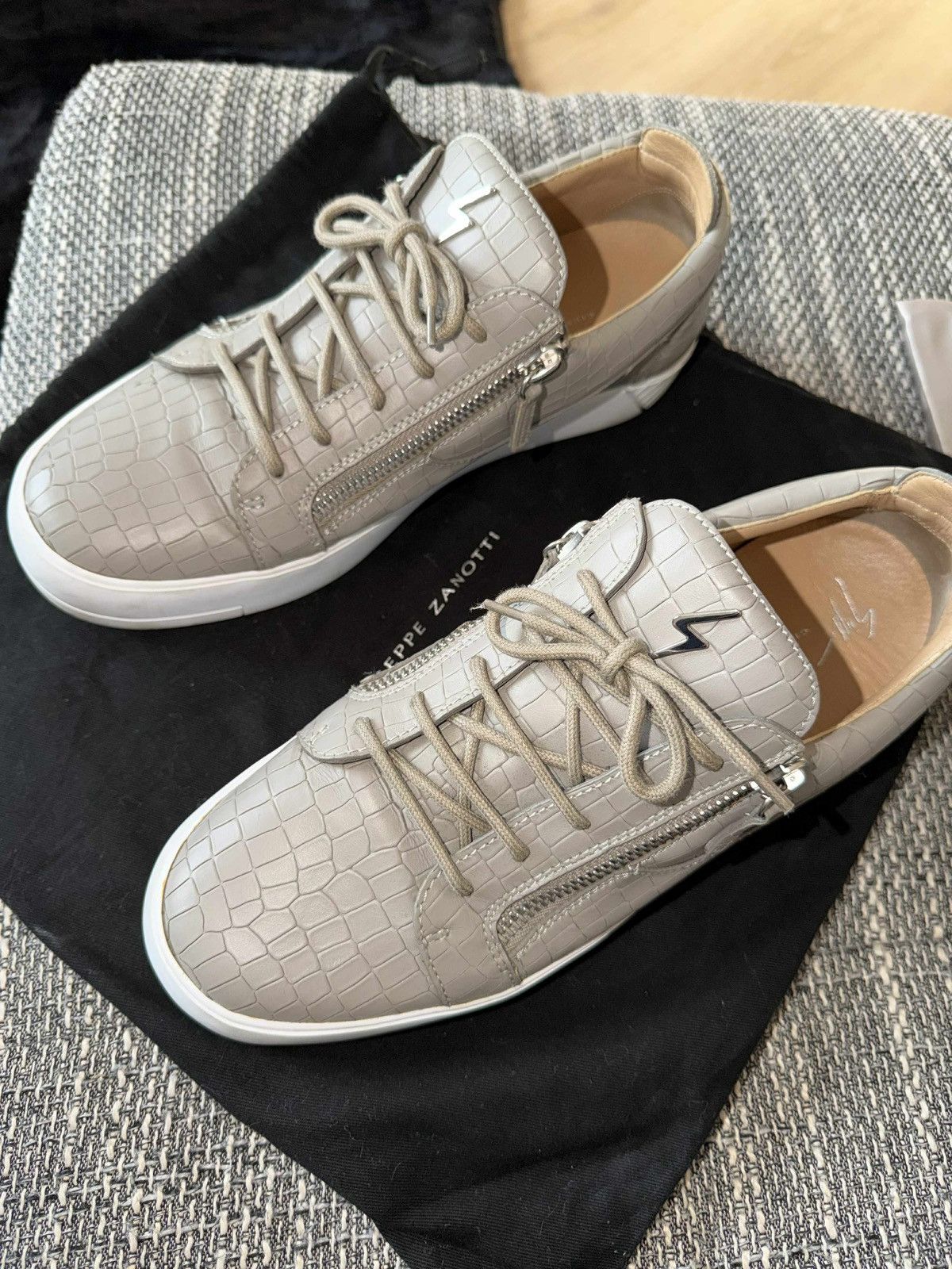 Giuseppe Zanotti Giuseppe Zanotti Low-Top Sneakers – Grey Croc Leather Size US 11 / EU 44 - 6 Thumbnail