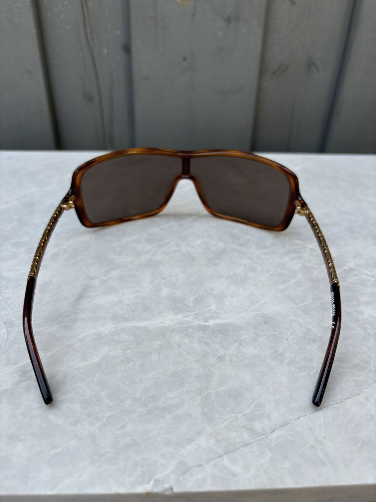 Miu Miu × Prada 2000s Miu Miu Sunglasses Y2K Shield Gold SMU 10H Visor Overs Size ONE SIZE - 12 Thumbnail