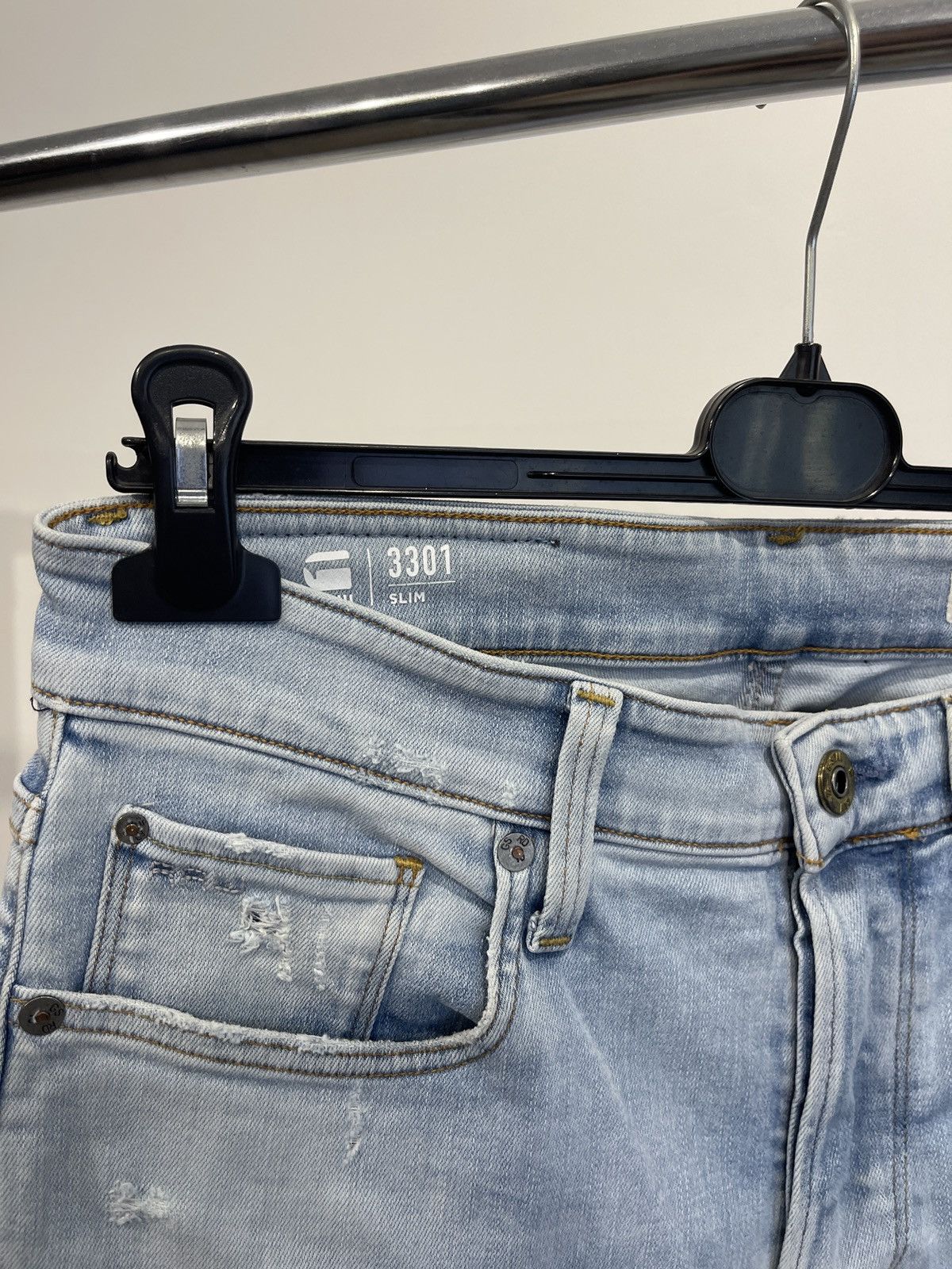 G-Star G-Star RAW 3301 Slim Distressed Denim Jeans 31/32 Size US 31 - 3 Thumbnail