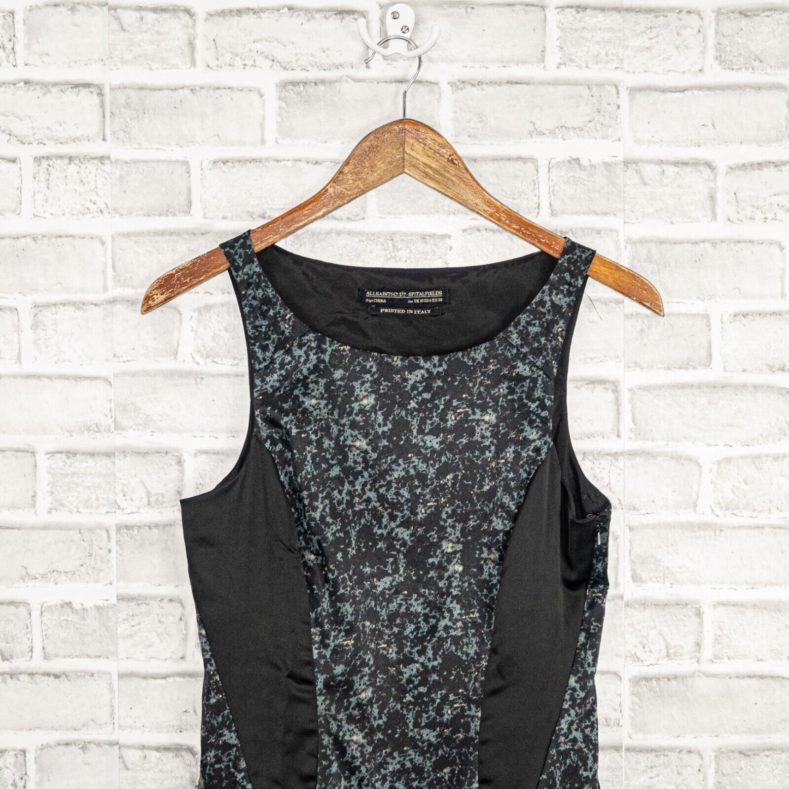 Allsaints All Saints Black Green Heidi Dress Marble Print Sleeveless 6 Size M / US 6-8 / IT 42-44 - 7 Thumbnail