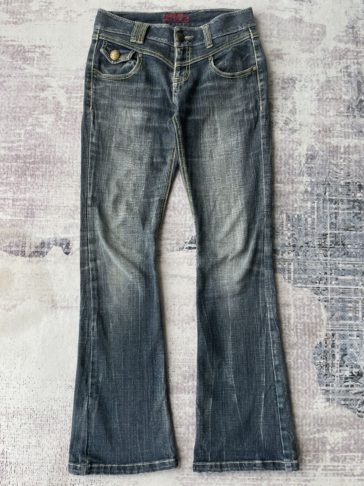 Japanese Brand Vintage BCBG Super Flared Buckle Denim / GOA Style Size US 29 - 1 Thumbnail