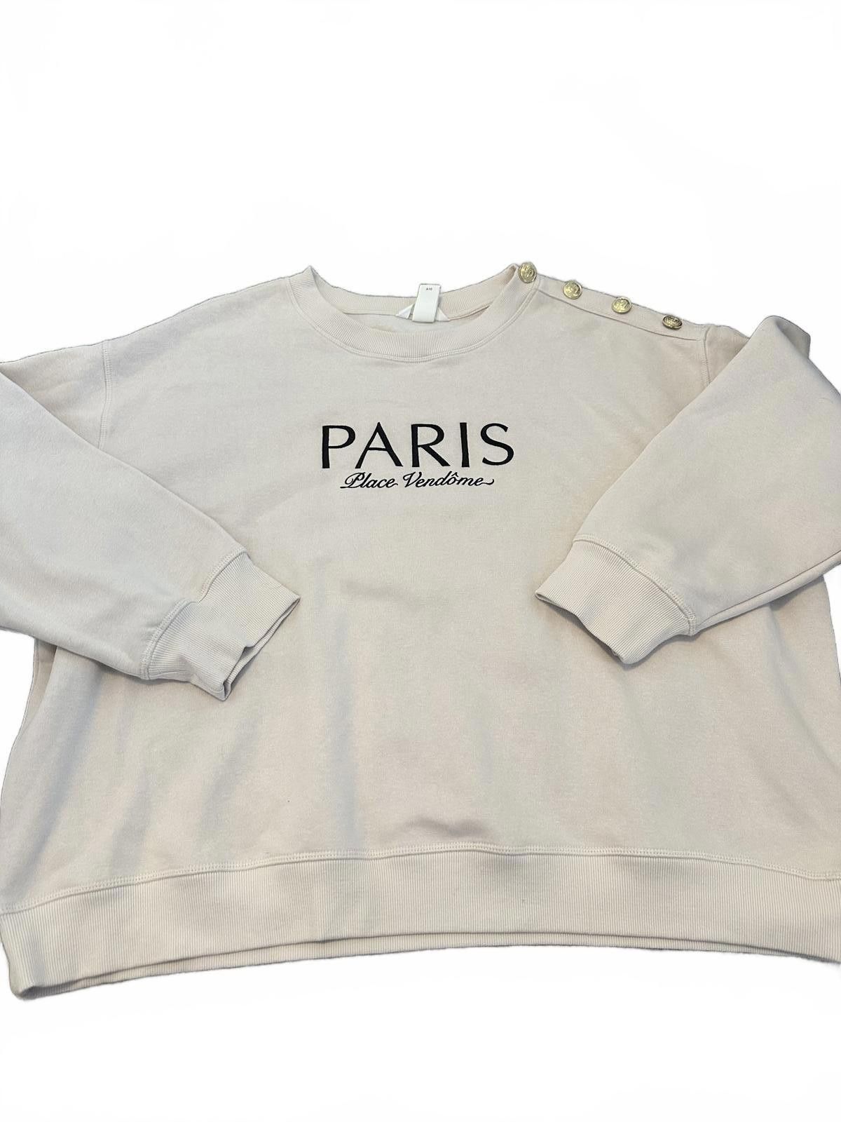 Designer Chic Paris Graphic Sweatshirt with Button Detail Size XXL / US 16-18 / IT 52-54 - 1 Thumbnail