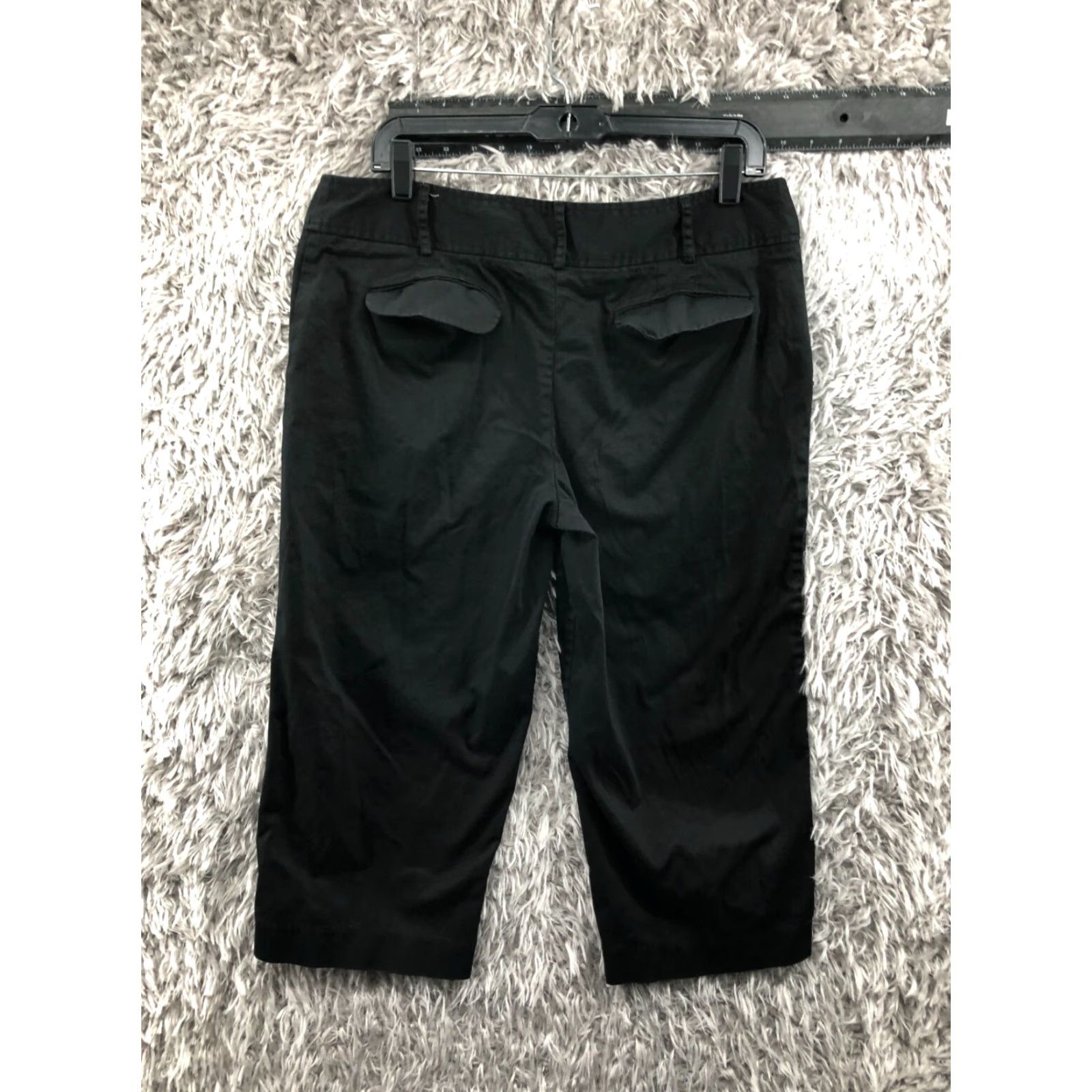 George George Capri Pants Womens Size 12 Black Mid Rise Hook Eye Pockets Stretch Flat Front Casual Formal Knit Polyester Regular 20in Inseam Size 34" / US 12 / IT 48 - 5 Thumbnail