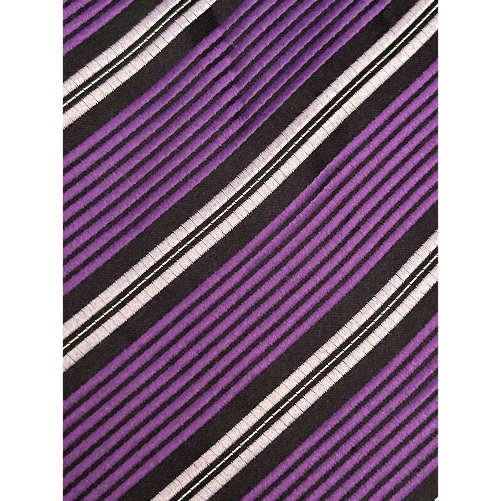 Calvin Klein Calvin Klein Purple Black 100% Silk Made In China Size ONE SIZE - 9 Thumbnail