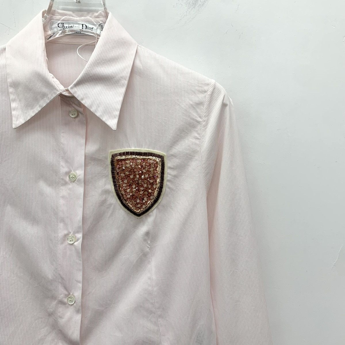Dior Dior Pink Beaded Lapel Shirt Dress K26WX Size XS / US 0-2 / IT 36-38 - 3 Thumbnail