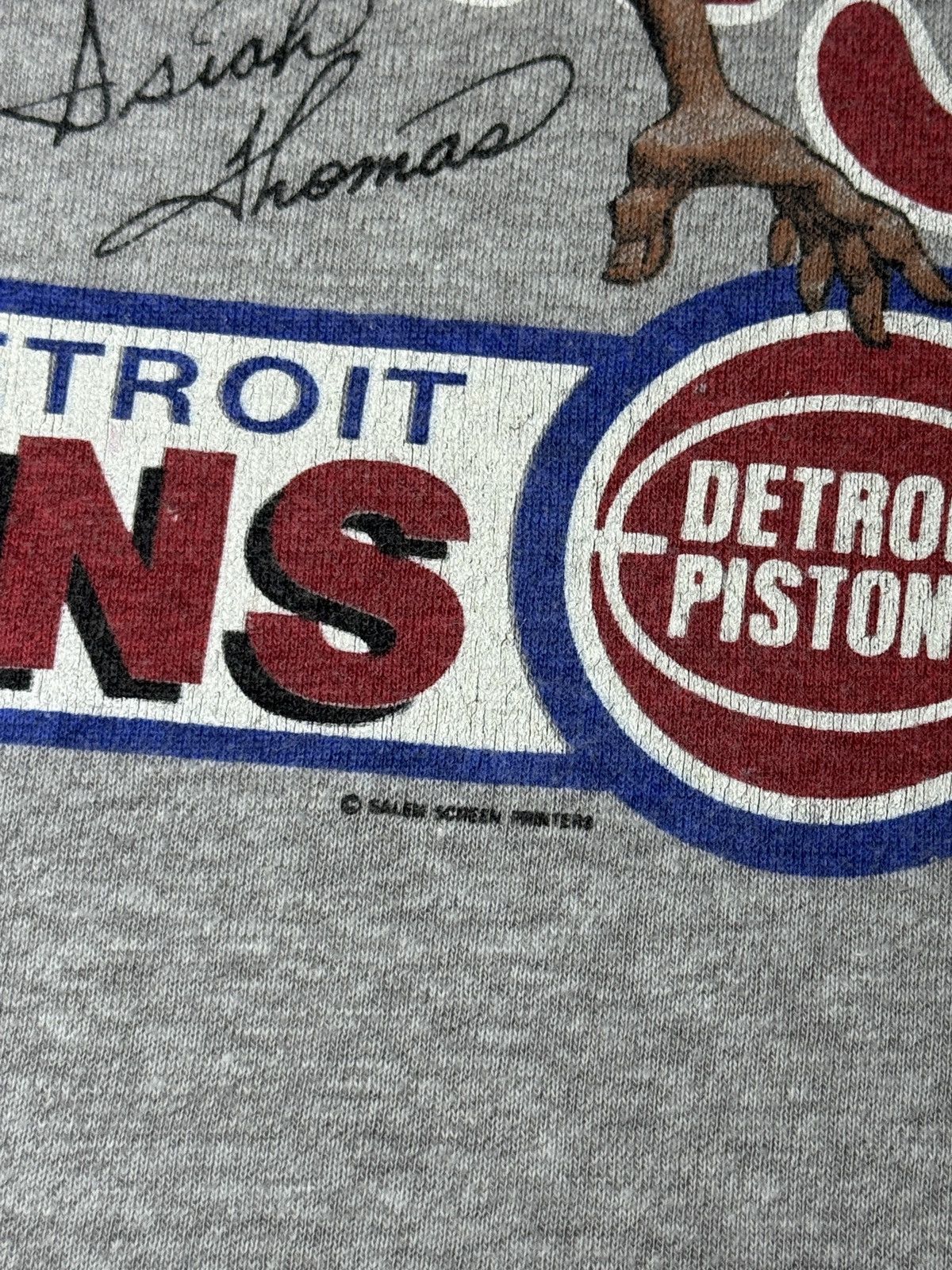 Salem Sportswear Vintage 80s Detroit Pistons Isiah Thomas Caricature T Shirt Size US L / EU 52-54 / 3 - 3 Thumbnail