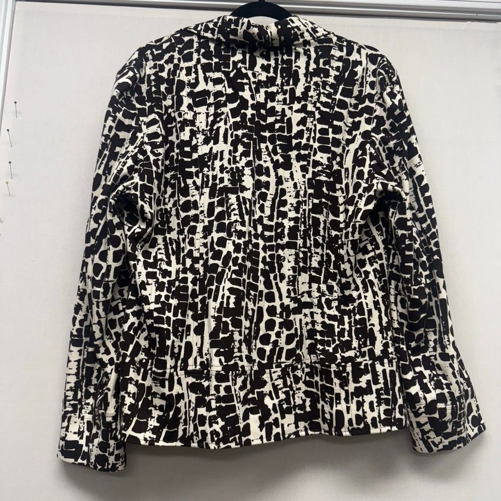 Chicos Women's Chico's Espresso&Cream Abstract moto Jacket Size L Size L / US 10 / IT 46 - 3 Thumbnail