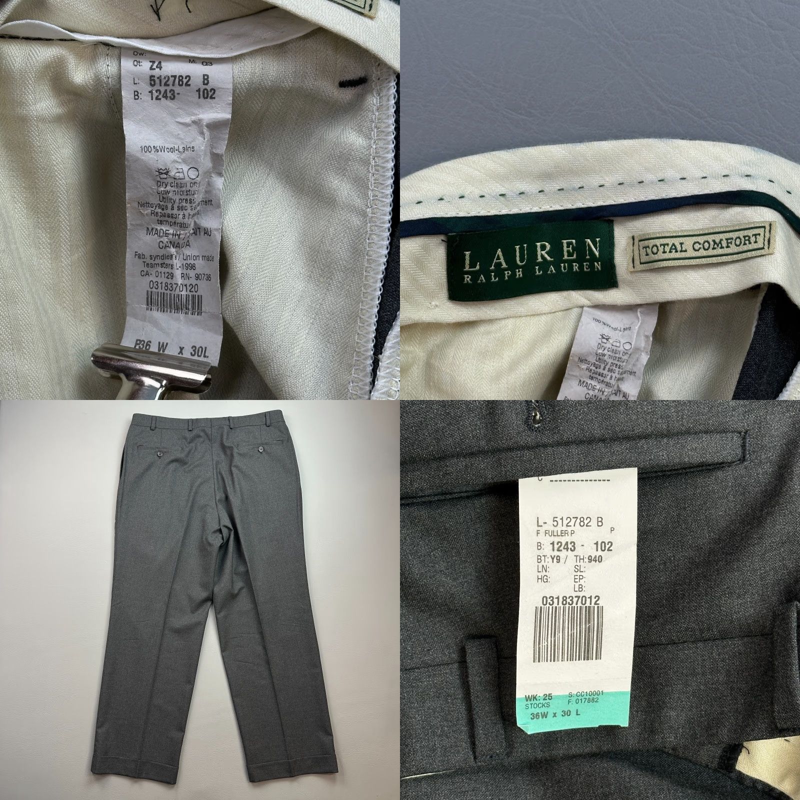 Ralph Lauren Lauren Ralph Lauren Pants Mens 36x30 Gray Wool Pleated Total Comfort Trouser Size US 36 / EU 52 - 8 Thumbnail