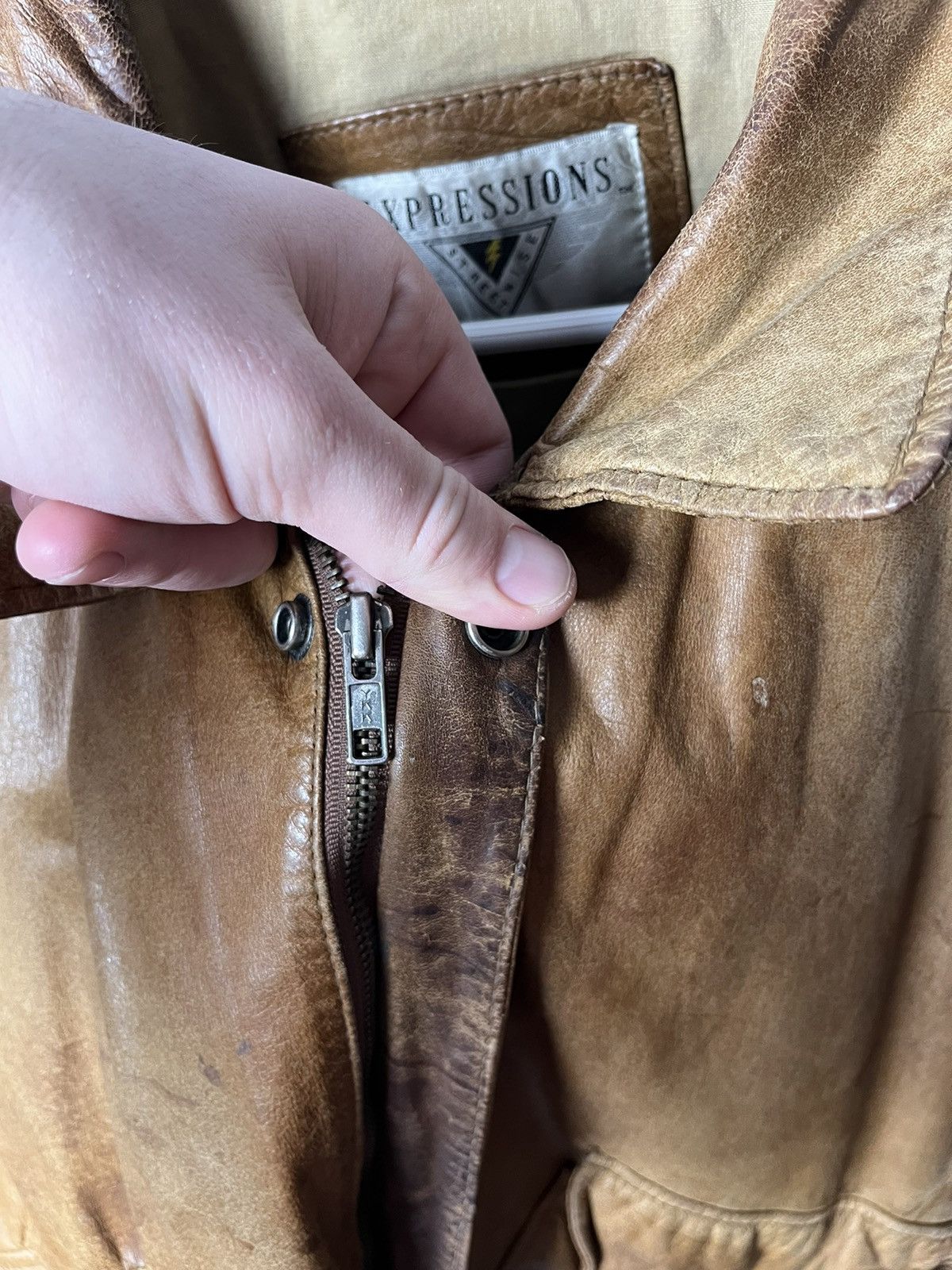 Japanese Brand × Vintage Vintage Brown Leather Boxy Bomber Jacket Kanye West Style Size US XL / EU 56 / 4 - 8 Thumbnail
