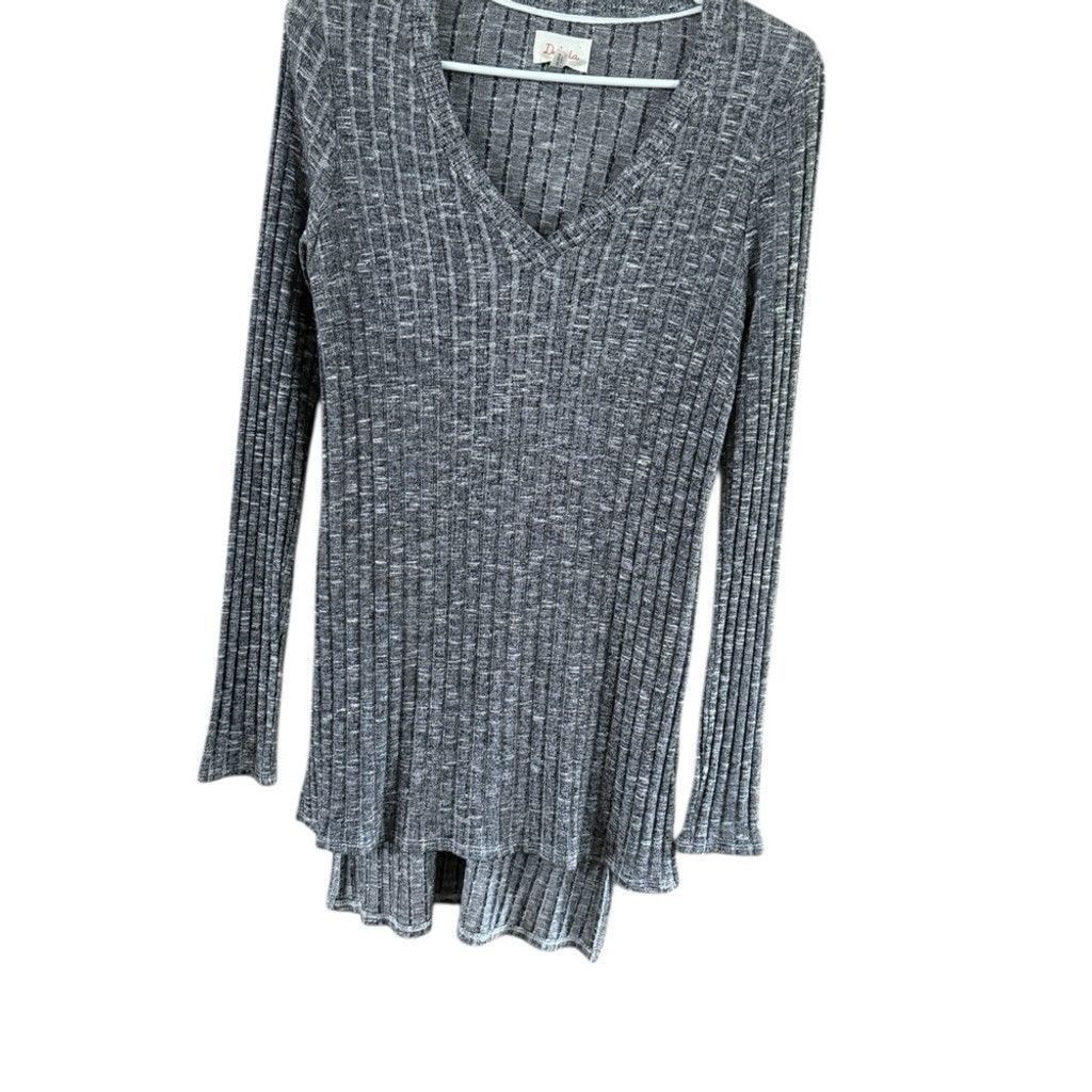 Anthropologie Anthropologie Charcoal Ribbed V-Neck Tunic Size XS / US 0-2 / IT 36-38 - 3 Thumbnail
