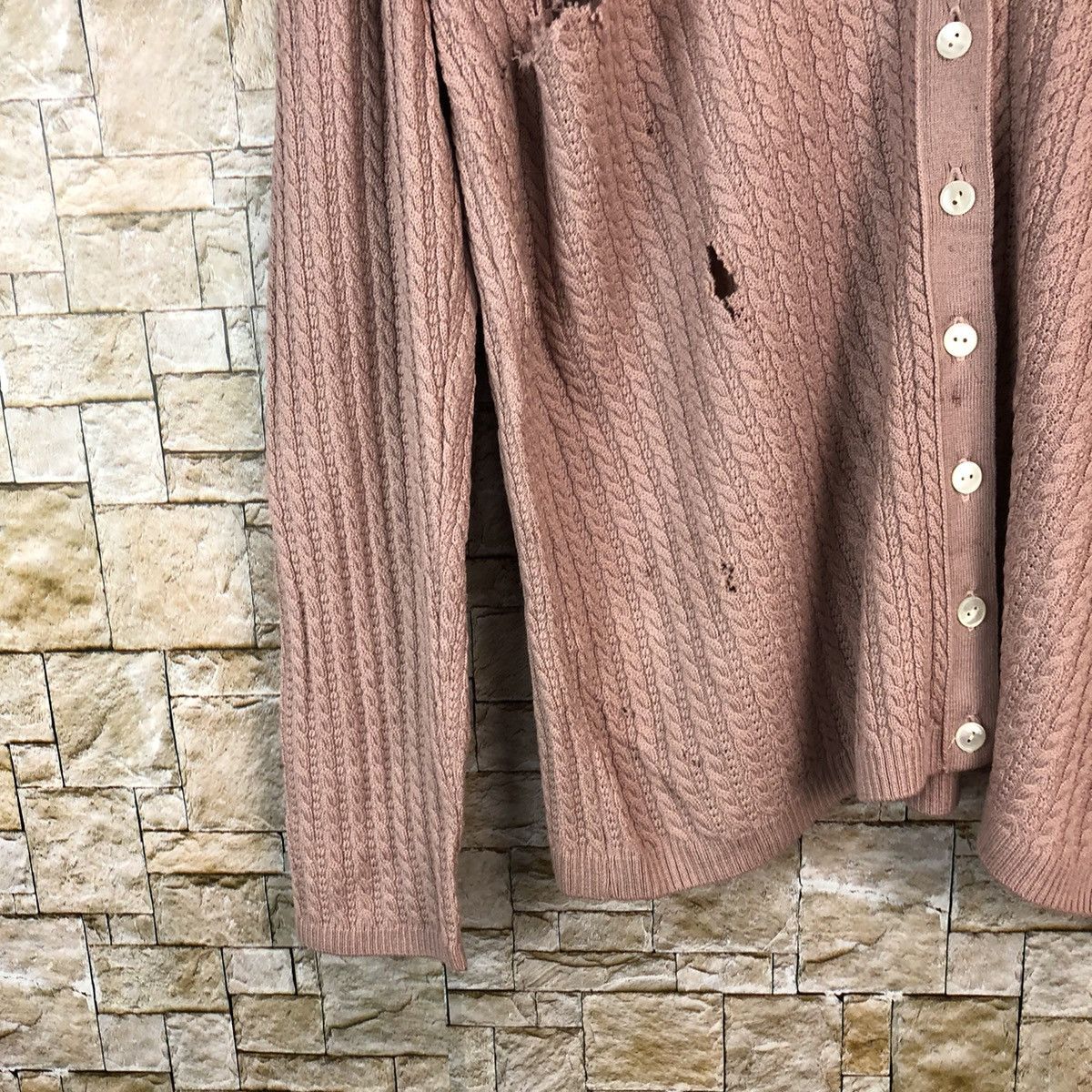 Homespun Knitwear × Japanese Brand Leilian Pink Cardigan ripped Knitwear #A1181 Size M / US 6-8 / IT 42-44 - 7 Thumbnail