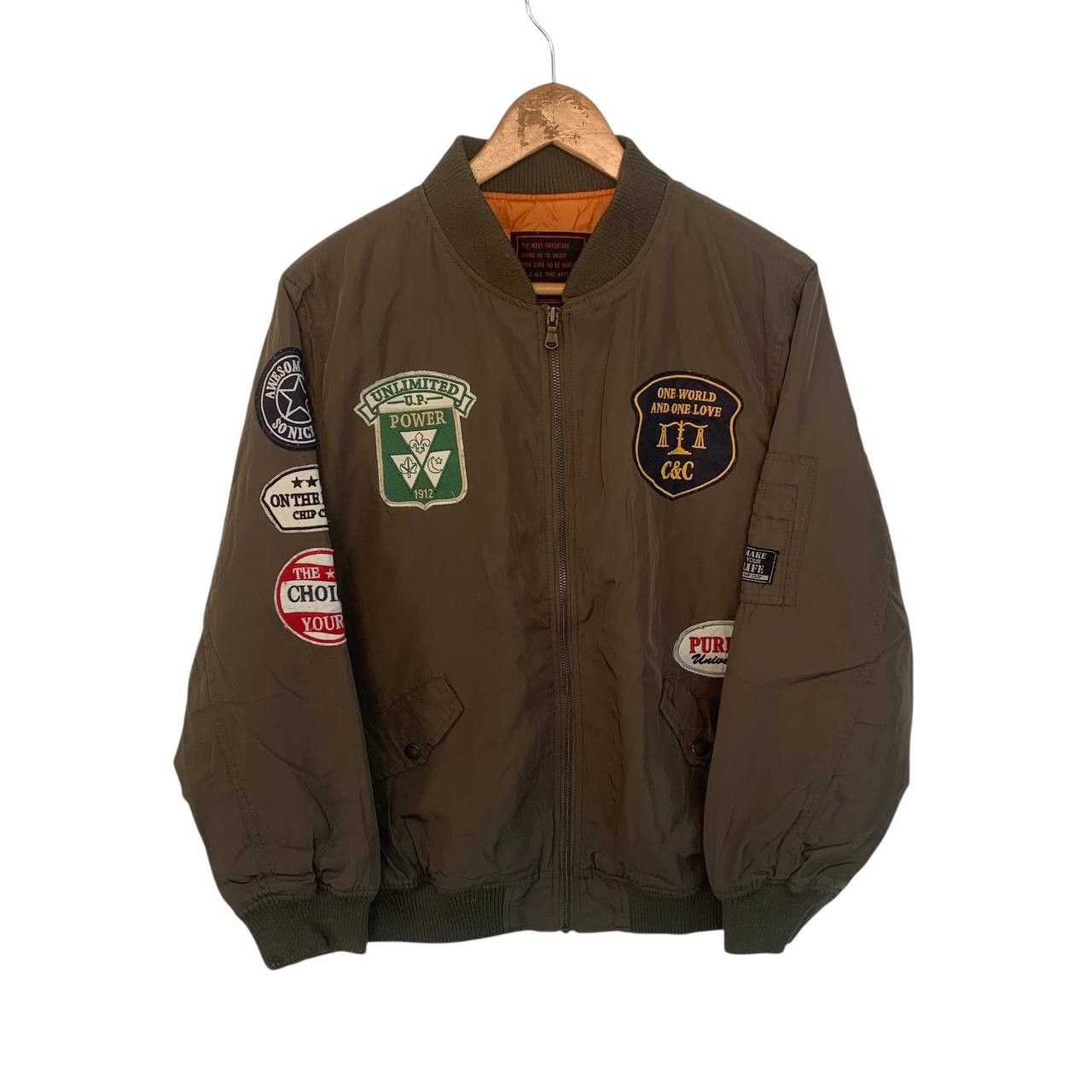 Vintage Bomber Jacket Army Style Sweater Jacket Medium Size US M / EU 48-50 / 2 - 1 Thumbnail