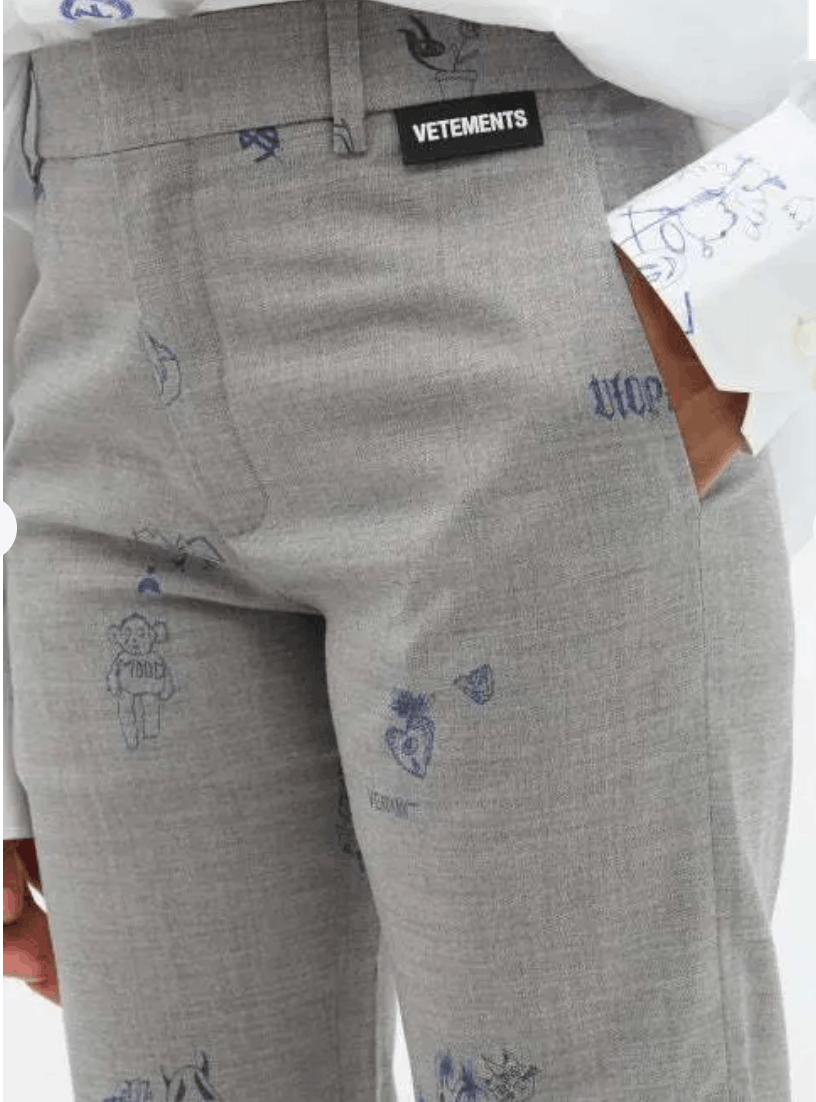 Vetements VETEMENTS Scribble Print Tailored Pants M Size 28" / US 6 / IT 42 - 3 Thumbnail