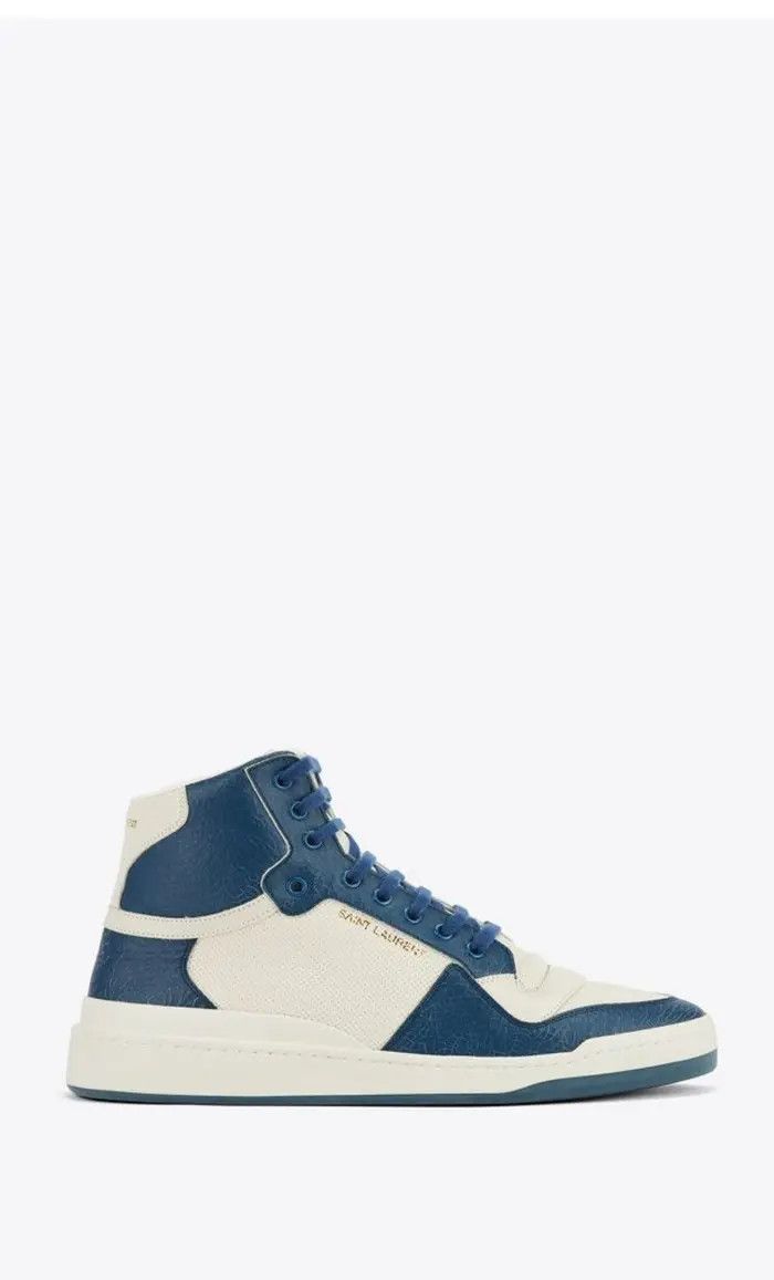 Saint Laurent Paris o1s1wg111024 SL24 Hi-Top Sneakers in White/Blue Size US 10.5 / IT 40.5 - 1 Preview