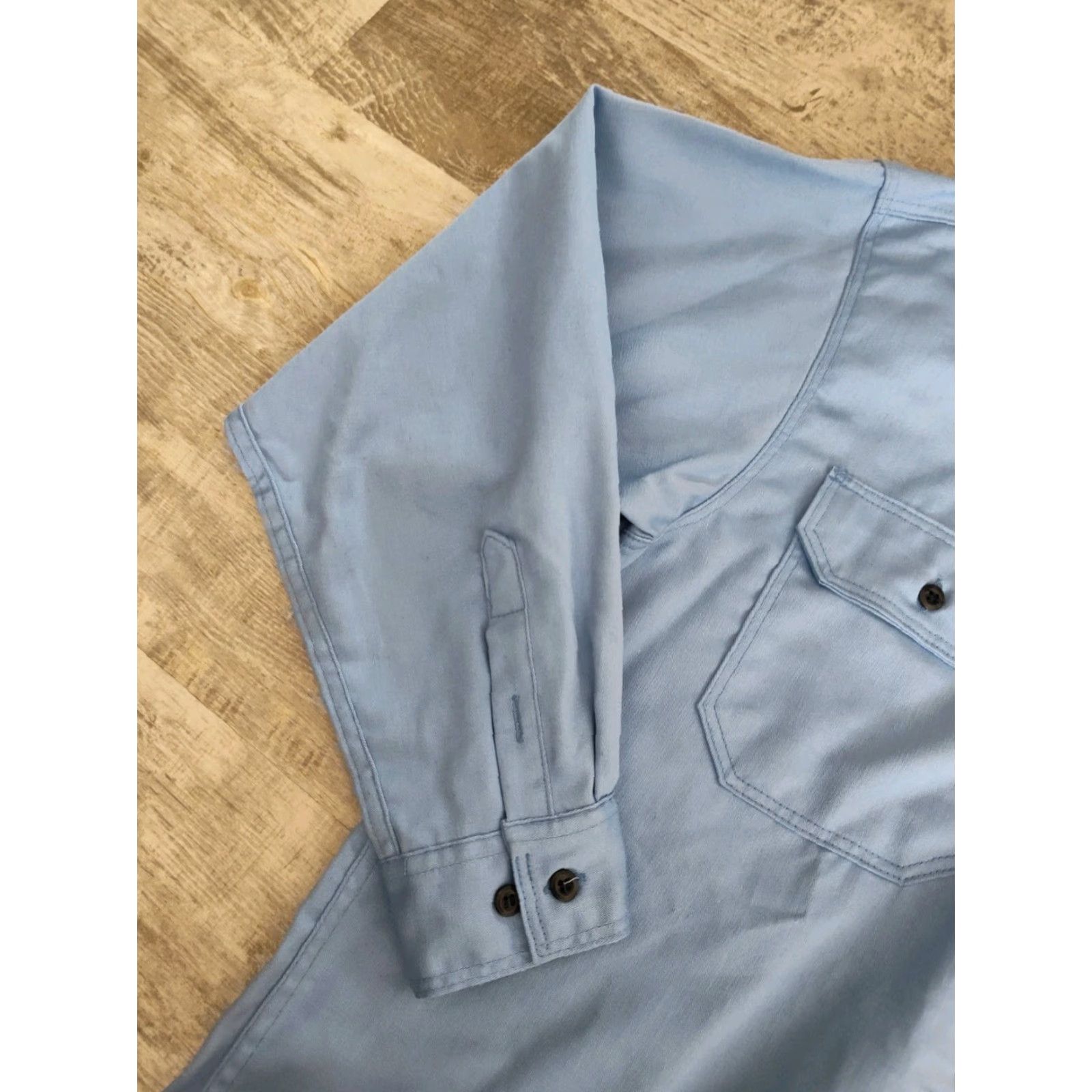 Vintage VINTAGE Rasco FR Men's Western Cowboy Shirt Long Sleeve Button-Up Casual Workwear Fall Winter Blue Medium Size US M / EU 48-50 / 2 - 5 Thumbnail