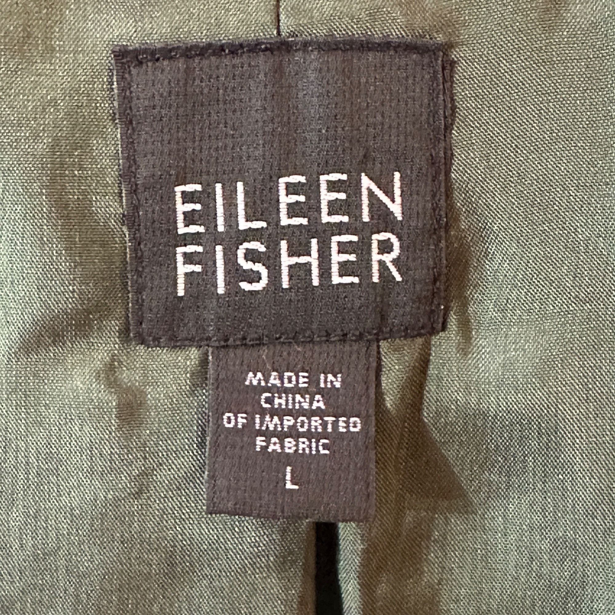 Eileen Fisher Eileen Fisher Waffle Dark Green Wool Blend Coat With Asymmet Size L / US 10 / IT 46 - 8 Thumbnail