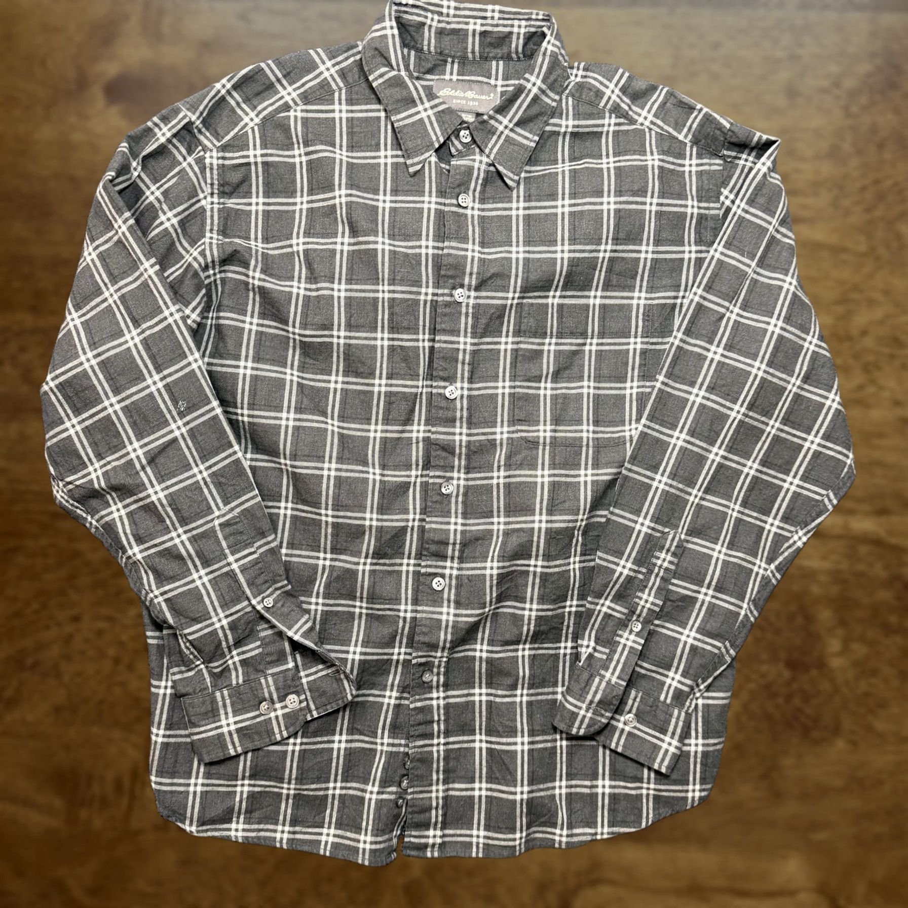Eddie Bauer Eddie Bauer Shirt Mens Large Gray Plaid Flannel Long Sleeve Button Up Casual Size US L / EU 52-54 / 3 - 1 Thumbnail