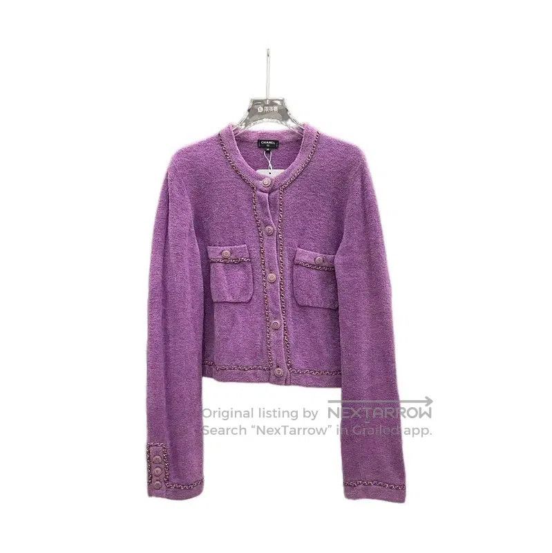 Chanel Purple Cotton Long Sleeve Cardigan .