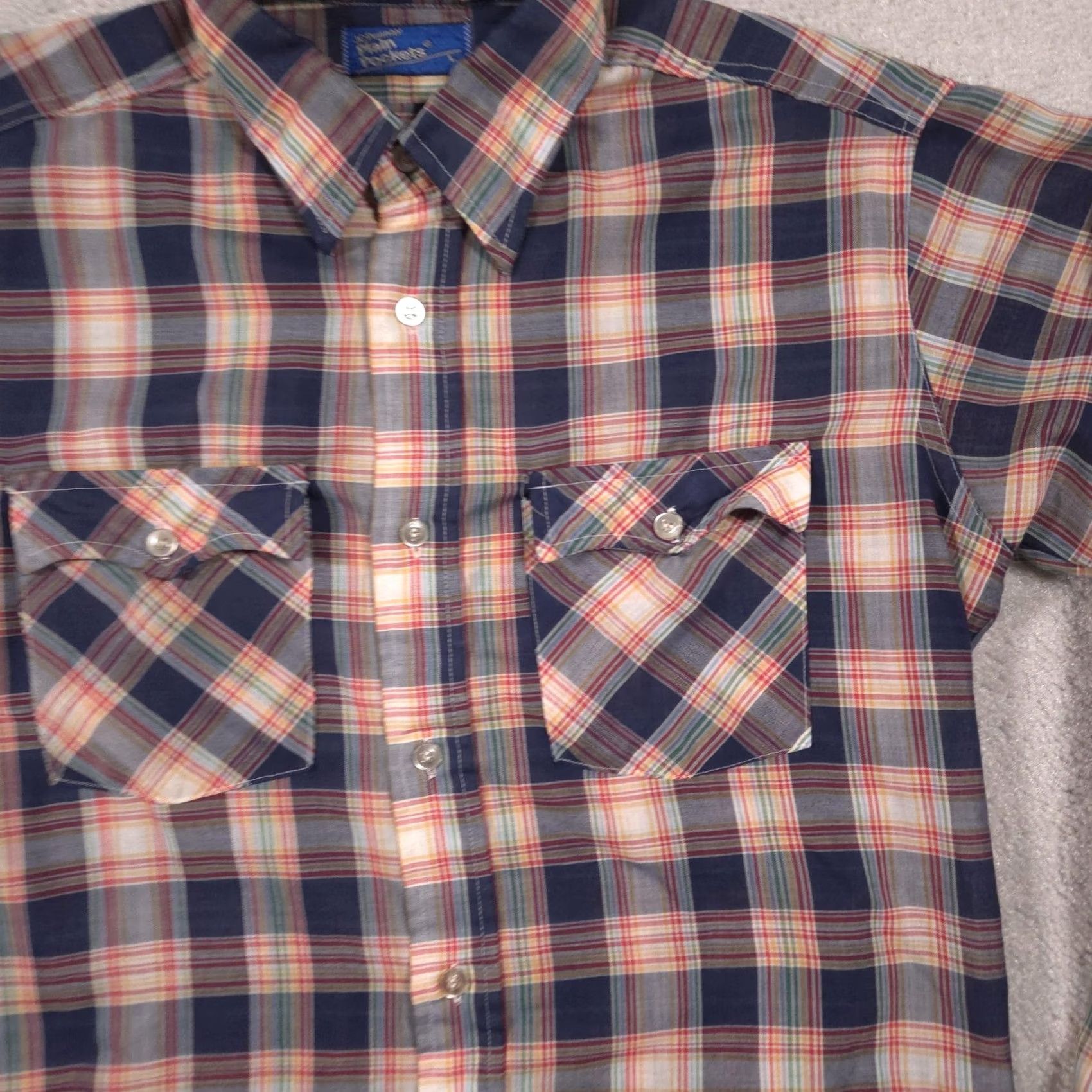 JCPenney Vintage JCPenney Plain Pockets Shirt Mens Large Blue Plaid Button Long Sleeve Size US L / EU 52-54 / 3 - 3 Thumbnail