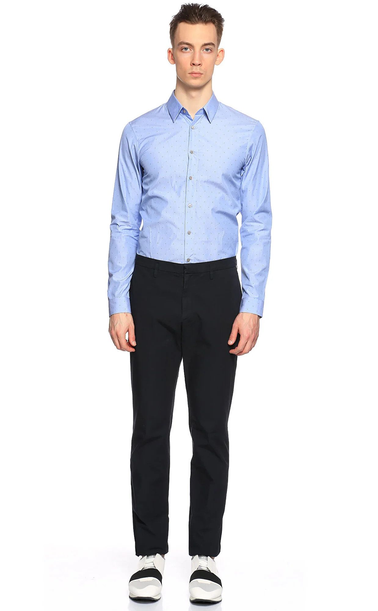Jil Sander JIL SANDER blue slim fit striped polka dots shirt 42 XL Size US XL / EU 56 / 4 - 2 Thumbnail