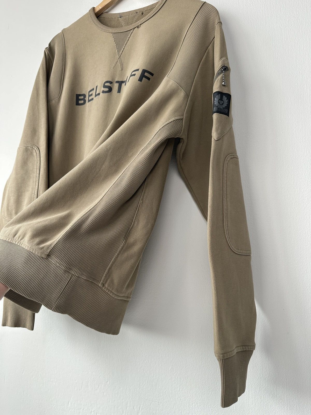 Belstaff BELSTAFF Signature Crewneck Beige Sweatshirt Big Logo Men’s Size US L / EU 52-54 / 3 - 5 Thumbnail