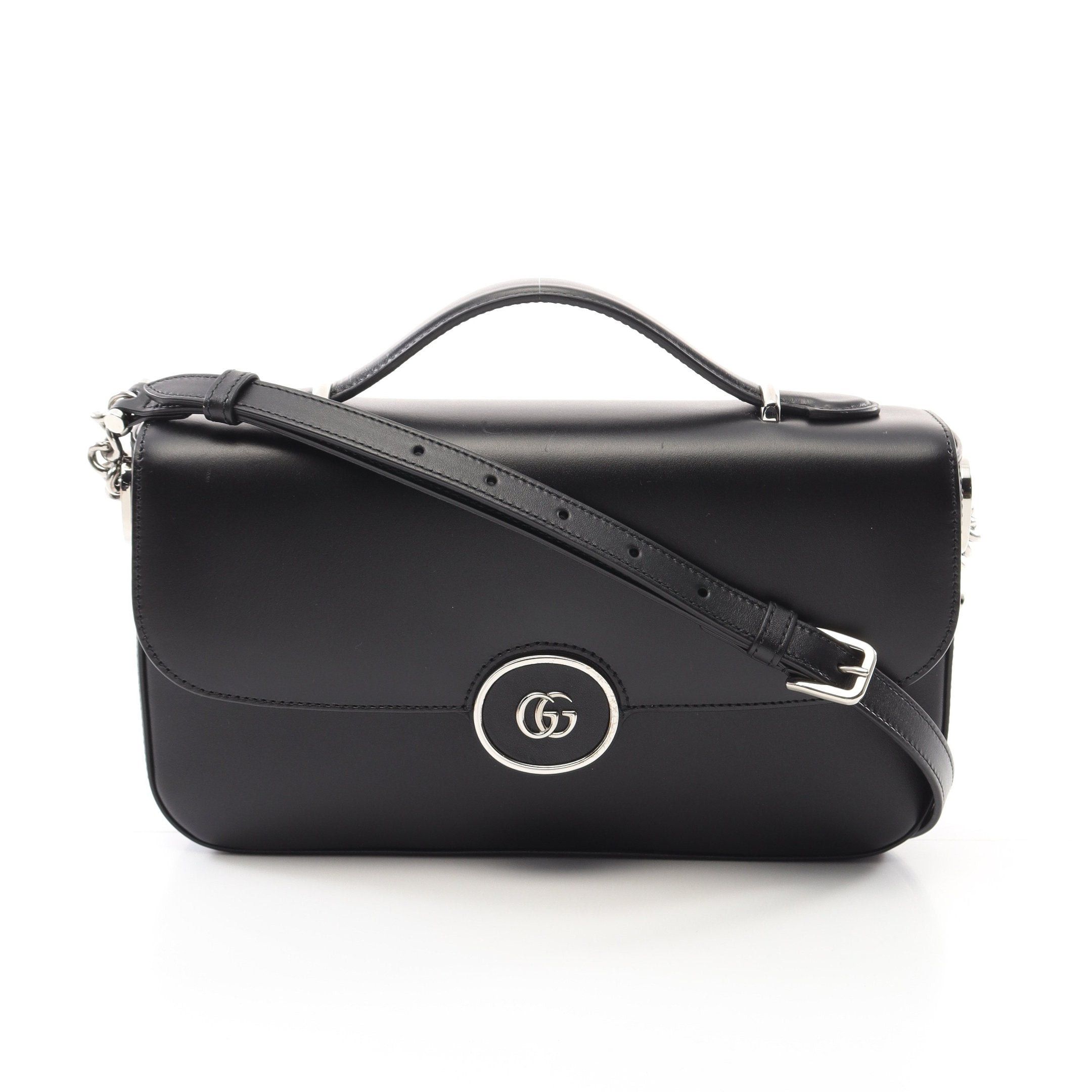 Gucci Gucci Double G Shoulder Bag Leather Black Size ONE SIZE - 1 Thumbnail