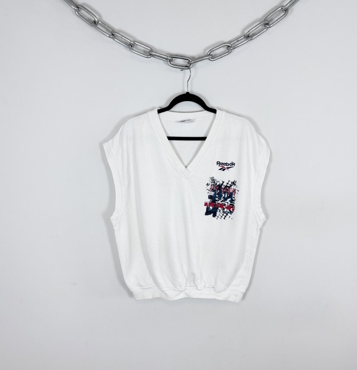 Reebok Vintage 1990s Reebok Y2K Men’s White Sweat Vest Gilet Size US L / EU 52-54 / 3 - 1 Thumbnail
