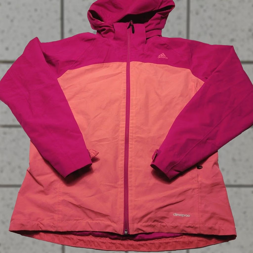 Adidas Adidas Outdoor Women's Large Climaproof Rain Windbreaker Jacket Peach Pink Hood Jacket Size L / US 10 / IT 46 - 1 Thumbnail