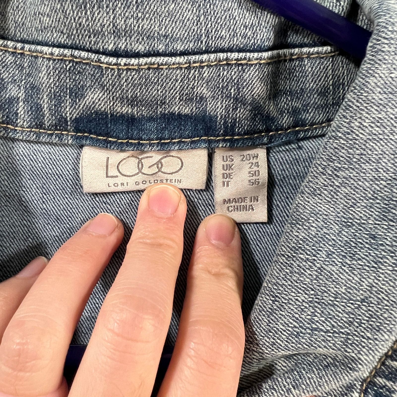 Other LOGO by Lori Goldstein Extended Shoulder Denim Jacket Size 3XL / US 20-22 - 3 Thumbnail