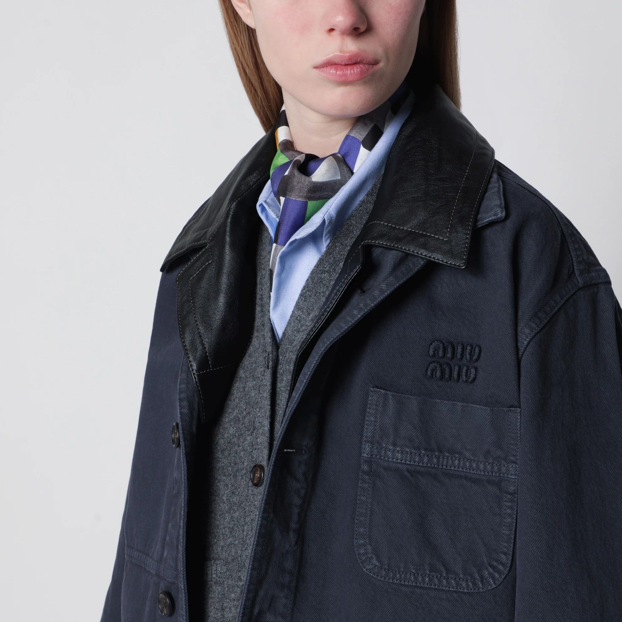 Miu Miu o1d2blof0426 Leather Jacket in Gray Size S / US 4 / IT 40 - 4 Thumbnail