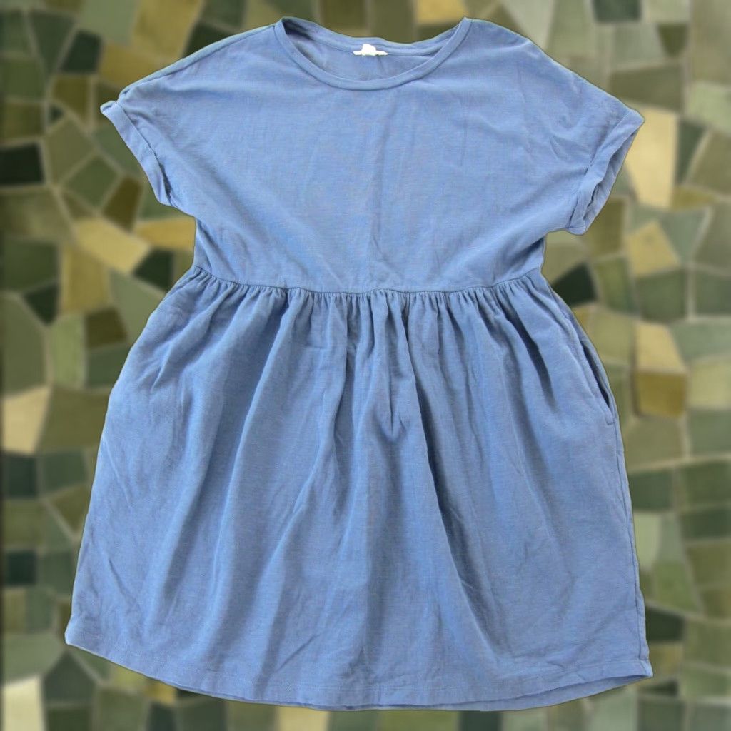 Vintage Caslon Dress Blue Pocket Short Sleeve Tunic Sheath Smock 100% Cotton Medium Size 32" / US 10 / IT 46 - 1 Thumbnail