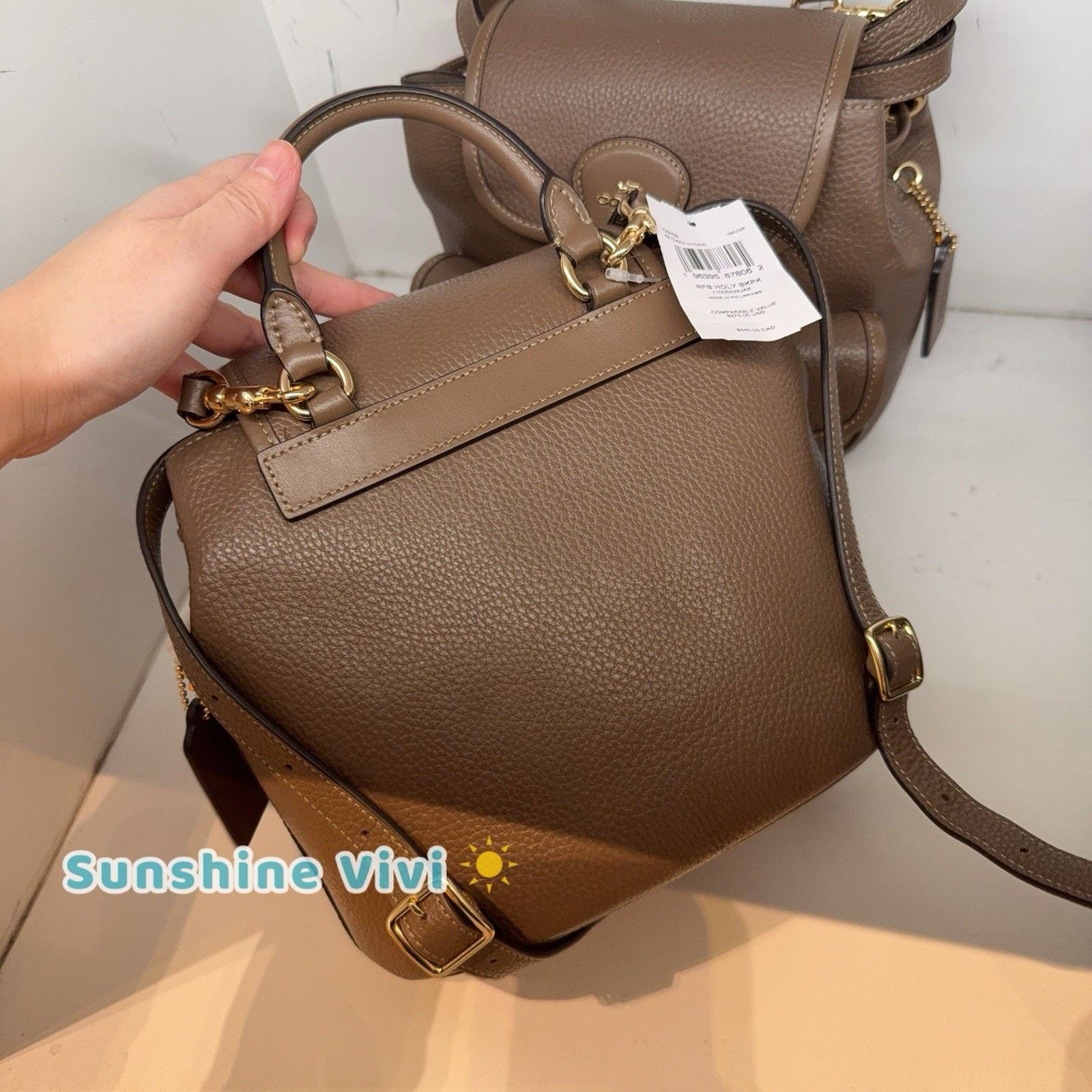 Coach NWT Coach Hadley Backpack CBH09 pebble leather Dark stone Size ONE SIZE - 4 Thumbnail