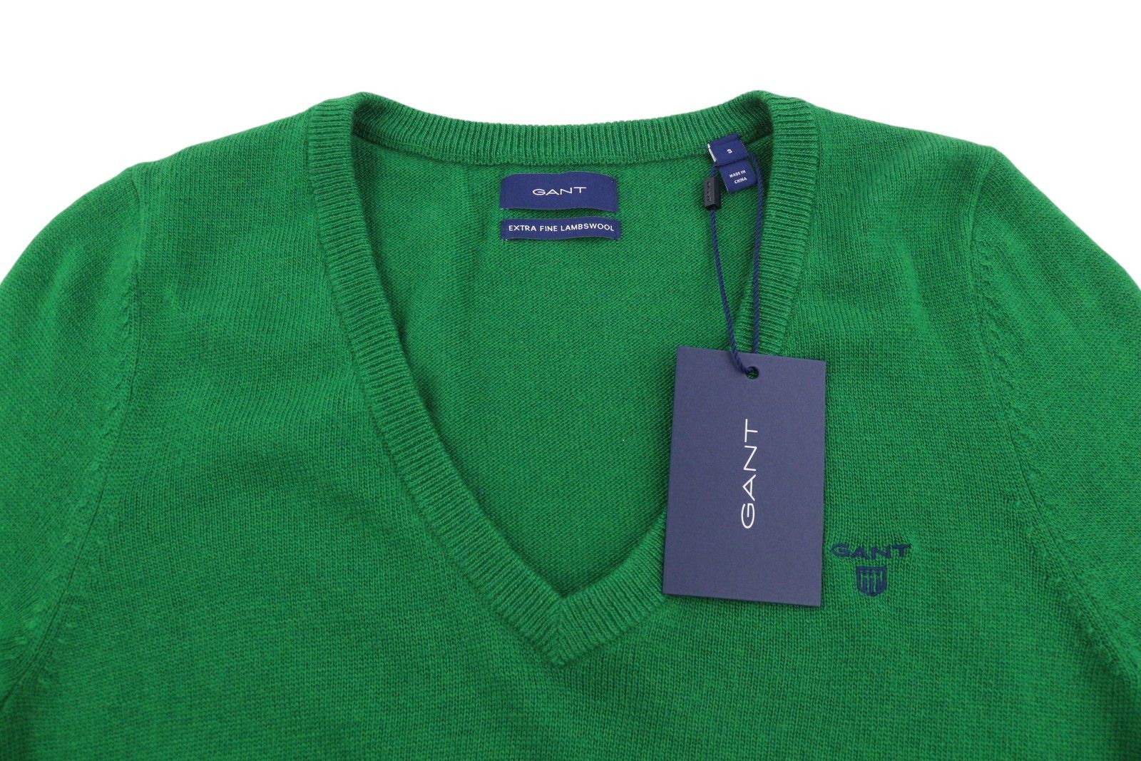 Gant EXTRAFINE LAMBSWOOL V-NECK S Lavish Green Knit 88086 Size S / US 4 / IT 40 - 4 Thumbnail