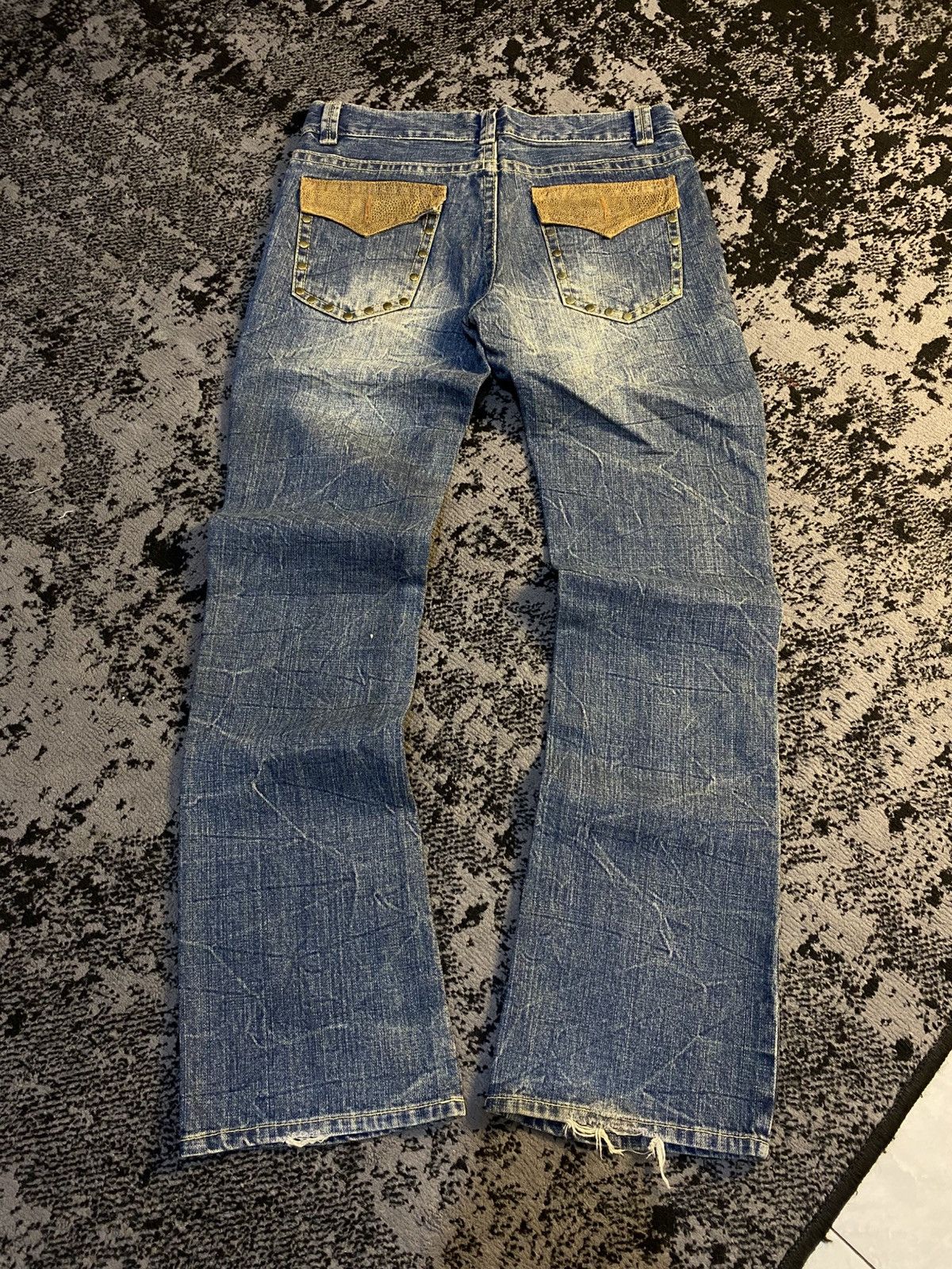 Tornado Mart 2000s Flared Studded Ozz First Japan Distressed Jeans 🔥 Size US 31 - 1 Thumbnail