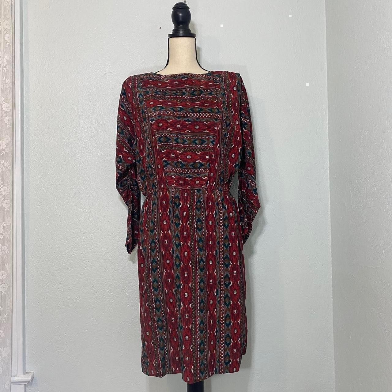 Other handmade silk maroon boho long sleeve dress Size S / US 4 / IT 40 - 1 Thumbnail