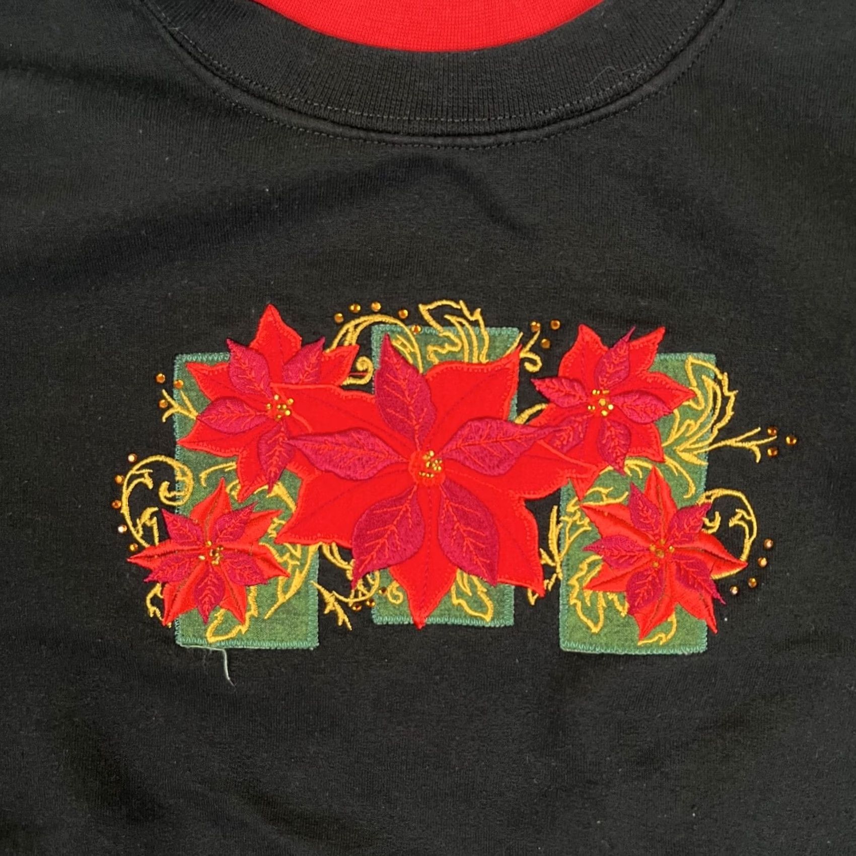 Vintage VINTAGE Morning Sun Sweatshirt Womens M Crew Neck Pullover Embroidered Poinsettia Flower Size M / US 6-8 / IT 42-44 - 2 Thumbnail