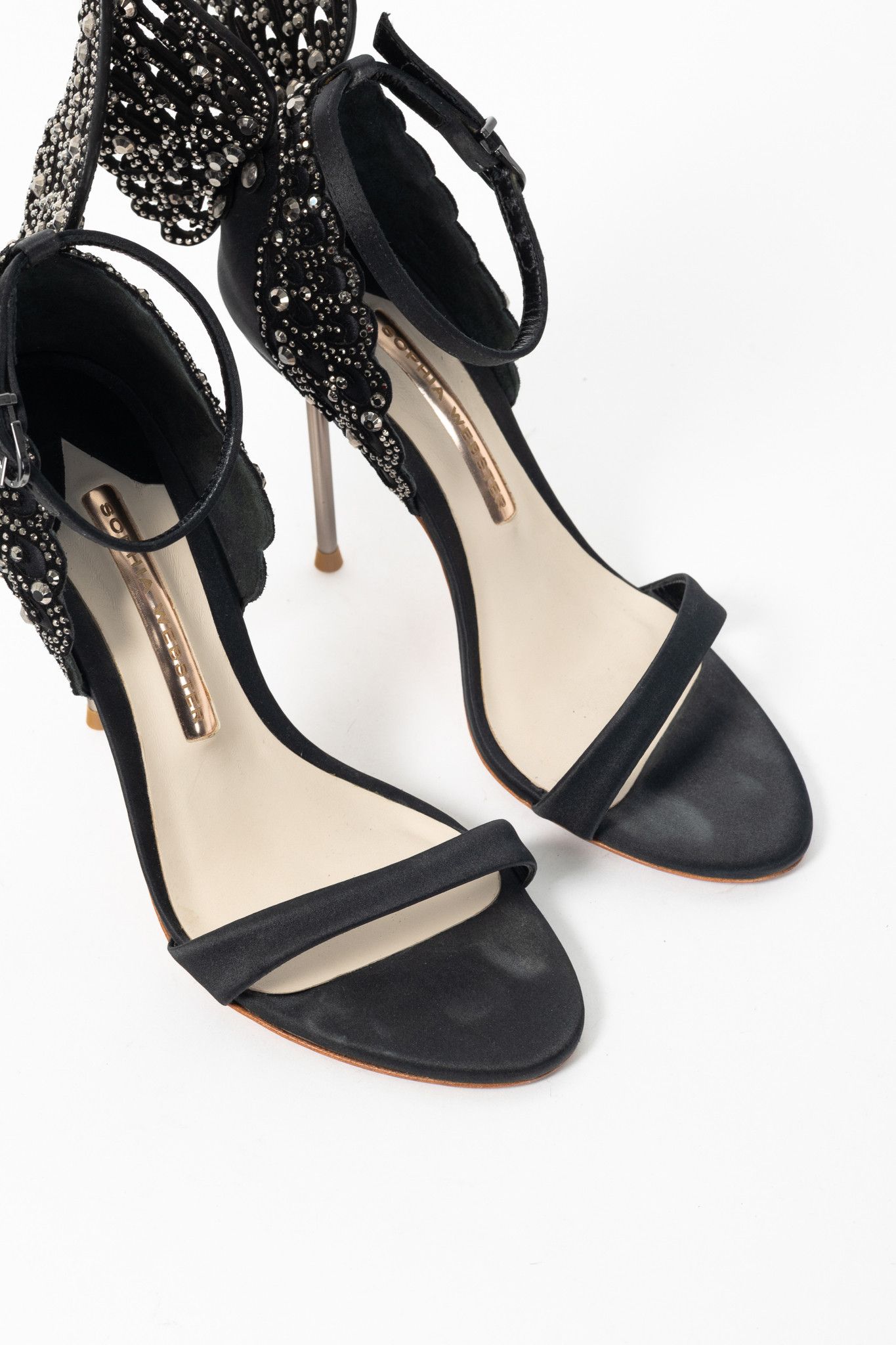 Sophia Webster Sophia Webster Evangeline Crystal-Embellished Satin Sandals Size US 4.5 / IT 34.5 - 6 Thumbnail