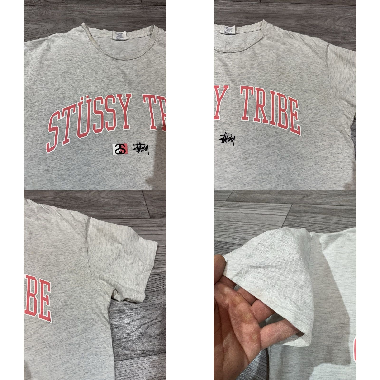Vintage VINTAGE STUSSY T-Shirt Gray L Mens 2000s Y2K Tribe Shirt Size US L / EU 52-54 / 3 - 8 Thumbnail