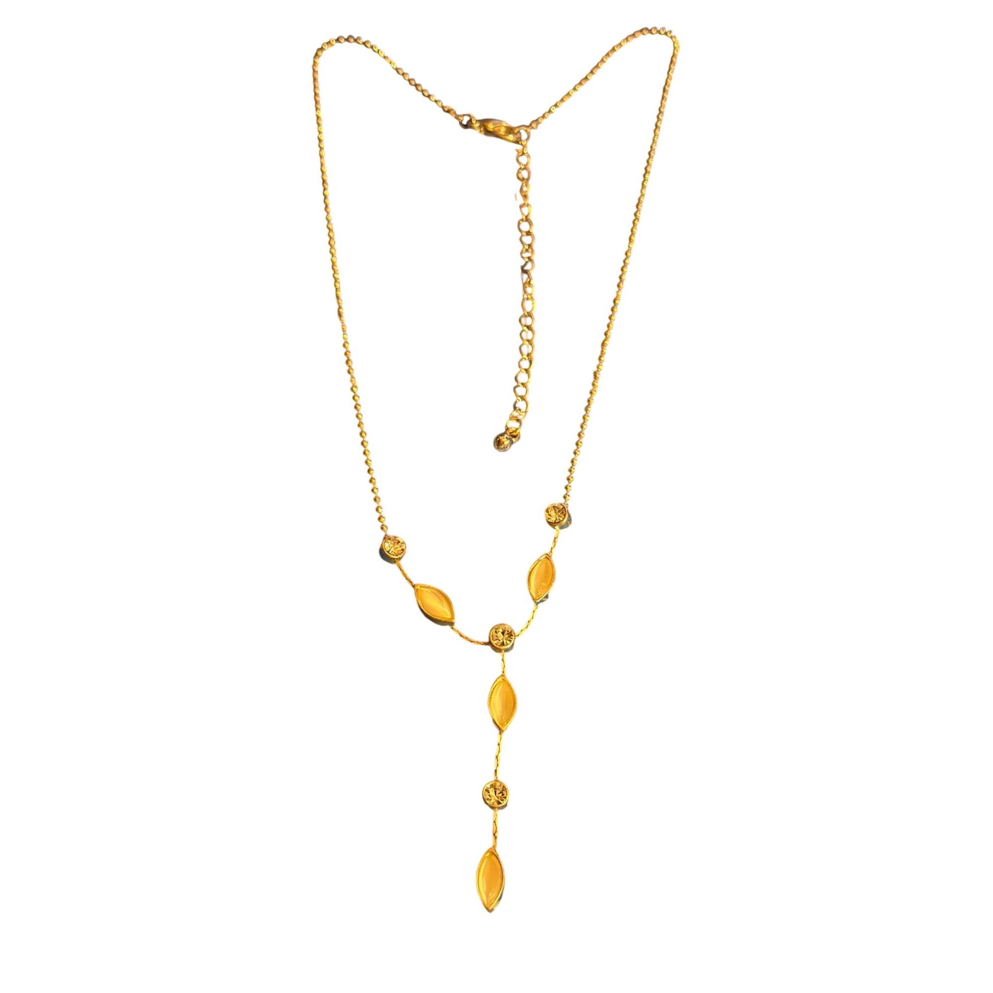Other Elegant Silver Tone Y Necklace White Cat Eye Crystal Accent Size ONE SIZE - 4 Thumbnail