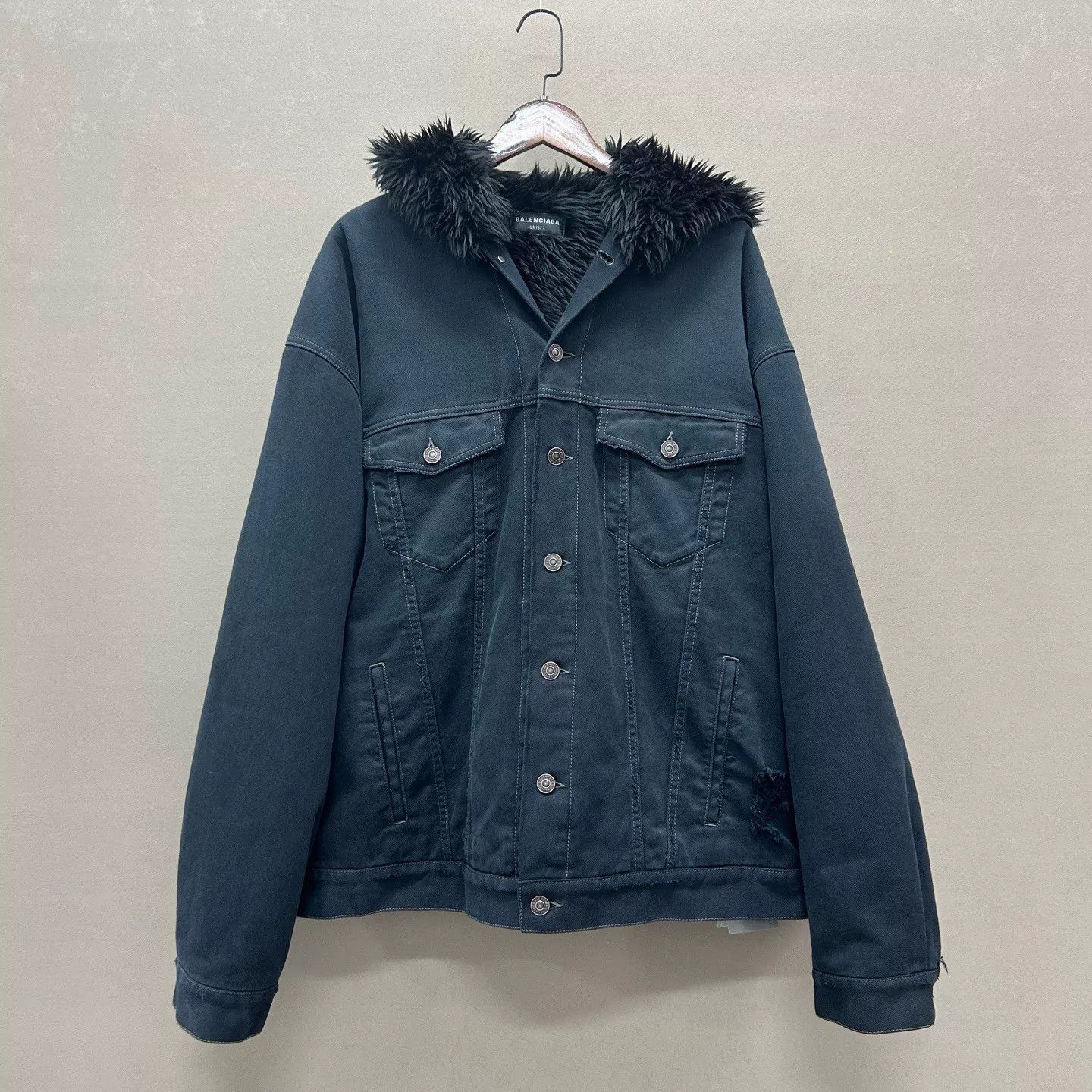 Balenciaga Black Casual Fur Jacket
