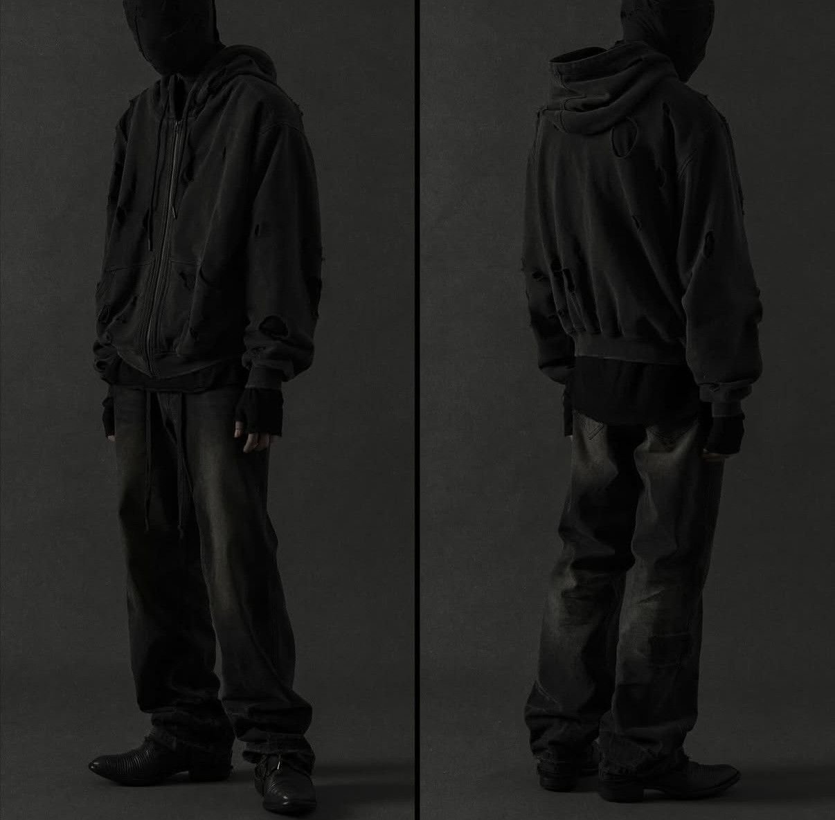 Other Distressed Black Denim Jeans with Frayed Hem Size US 31 - 5 Thumbnail